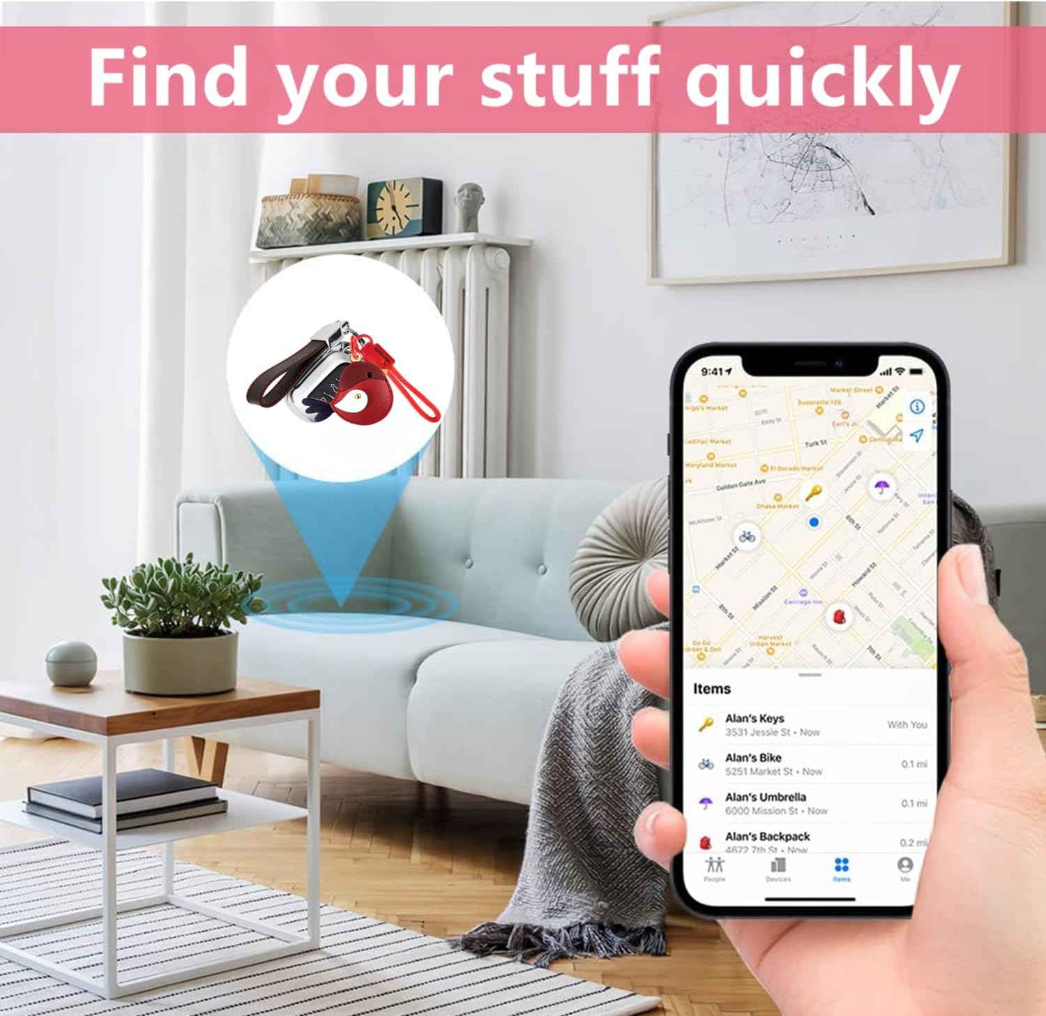 Leather Keychain holder Protective Case Compatible with Apple AirTag image 5
