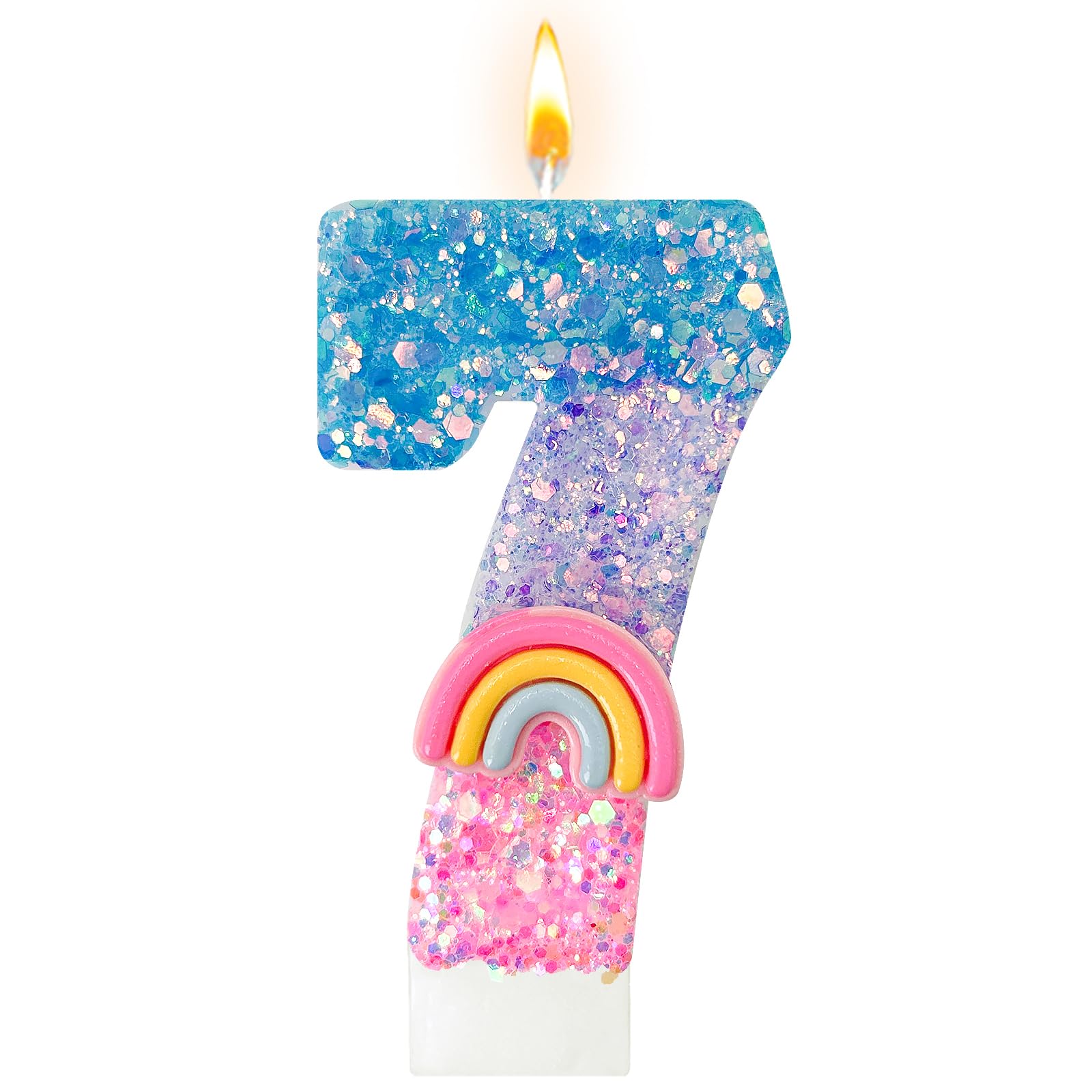 Panouo Rainbow Birthday Number Candles, Number 7 Candles, Cupcake Decorations, Macaron Birthday Cake Decorations, Cartoon Theme Party Supplies (Number