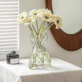 8.5IN Glass Vase, Irregular Colorful Large Flower Vases for Centerpiece ...