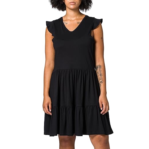 ONLY Carmakoma Damen Carapril Life Sl Frill Dress Kleid, Schwarz, S Gro e Gr en EU