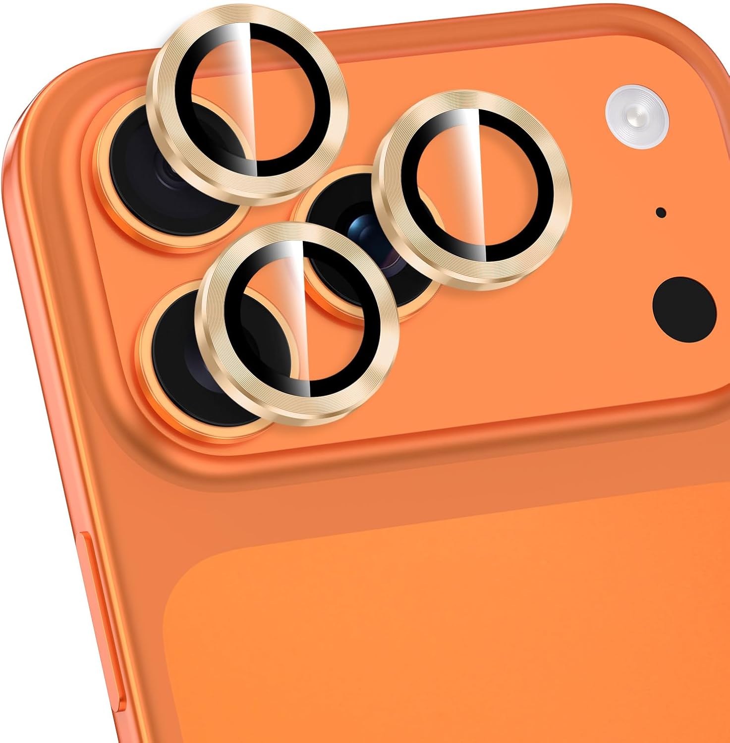 for iPhone 17 Pro/iPhone 17 Pro Max Camera Lens Protector, Individual Metal Ring Tempered Glass Lens Cover,[Strong Adsorption] Scratch Resistant Thin HD Clear Lens Cover,1 Set-Gold