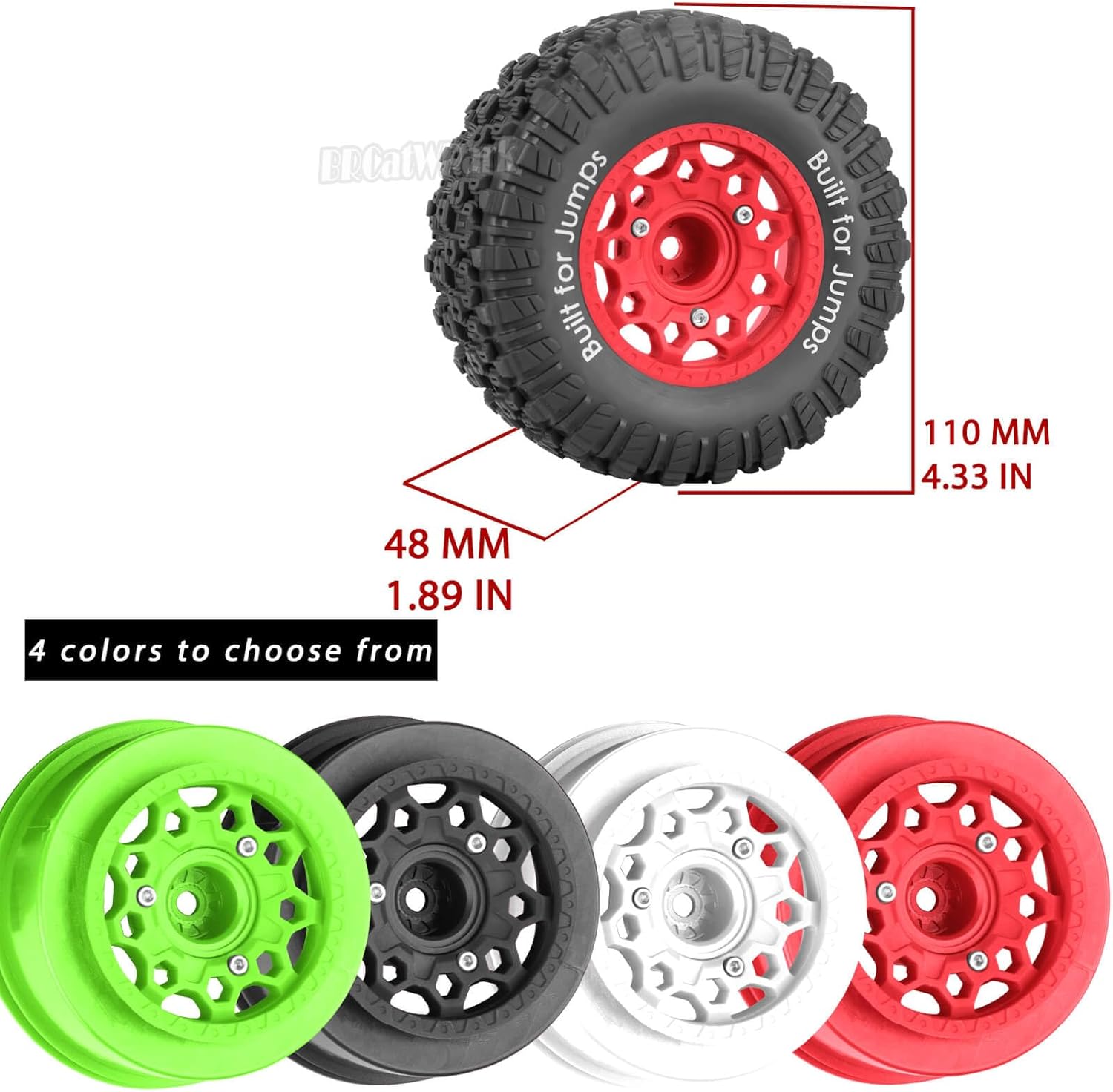 4Pcs RC Wheels and Tires for Slash 2WD 4X4,Axia1,Rc 4wd,Red cat,Arrm a Senton,etc RC Truck,12/14/17mm Hex Wheels Rims and Rubber Tires,RC Short Course Truck Wheels Tires w/Sponge,Black