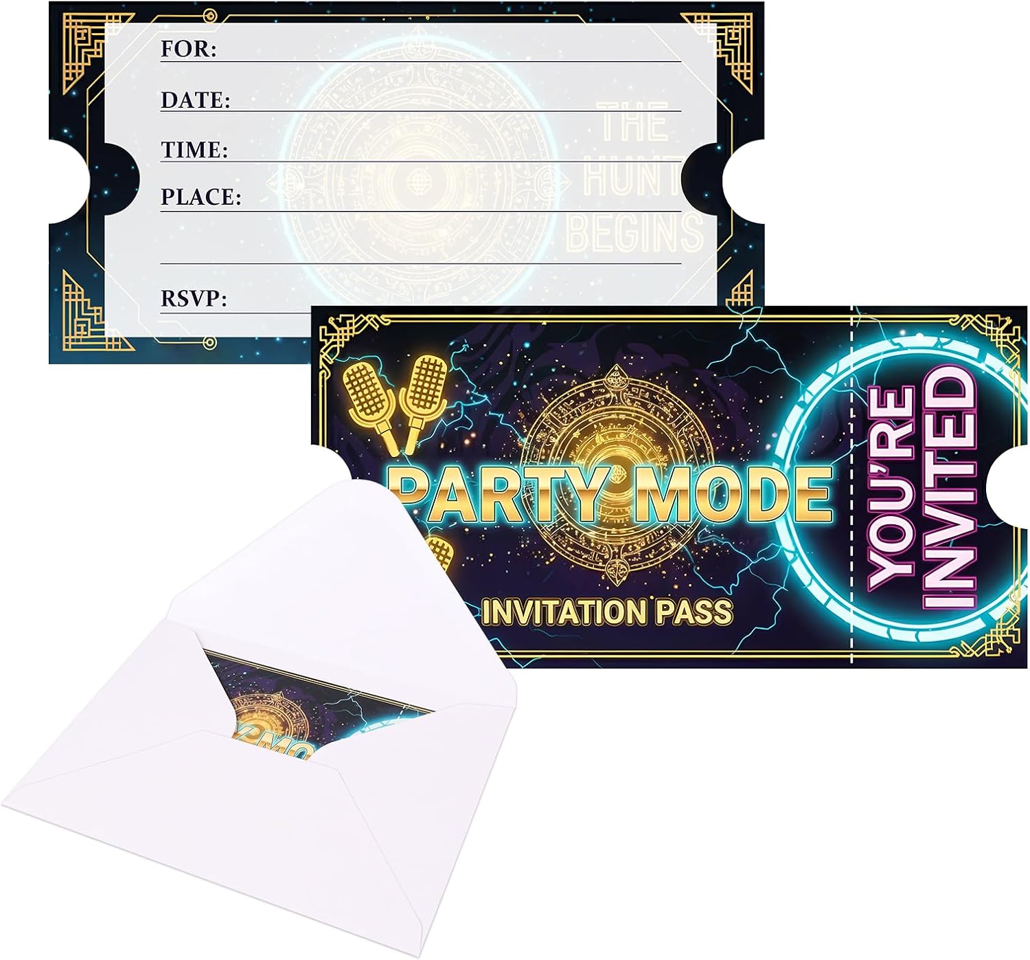 20pcs Kpop Theme Birthday Invitations Cards, Kpop Theme Birthday Decorations,Party Invitations With White Envelopes, Movie Vip Party Invitations for Boy Girls-Purple