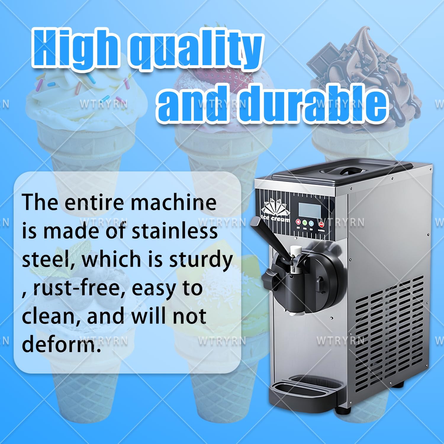 Soft Serve - Máquina comercial con control LCD, salida de alta eficiencia, ideal para el hogar, tiendas de postres y fiestas