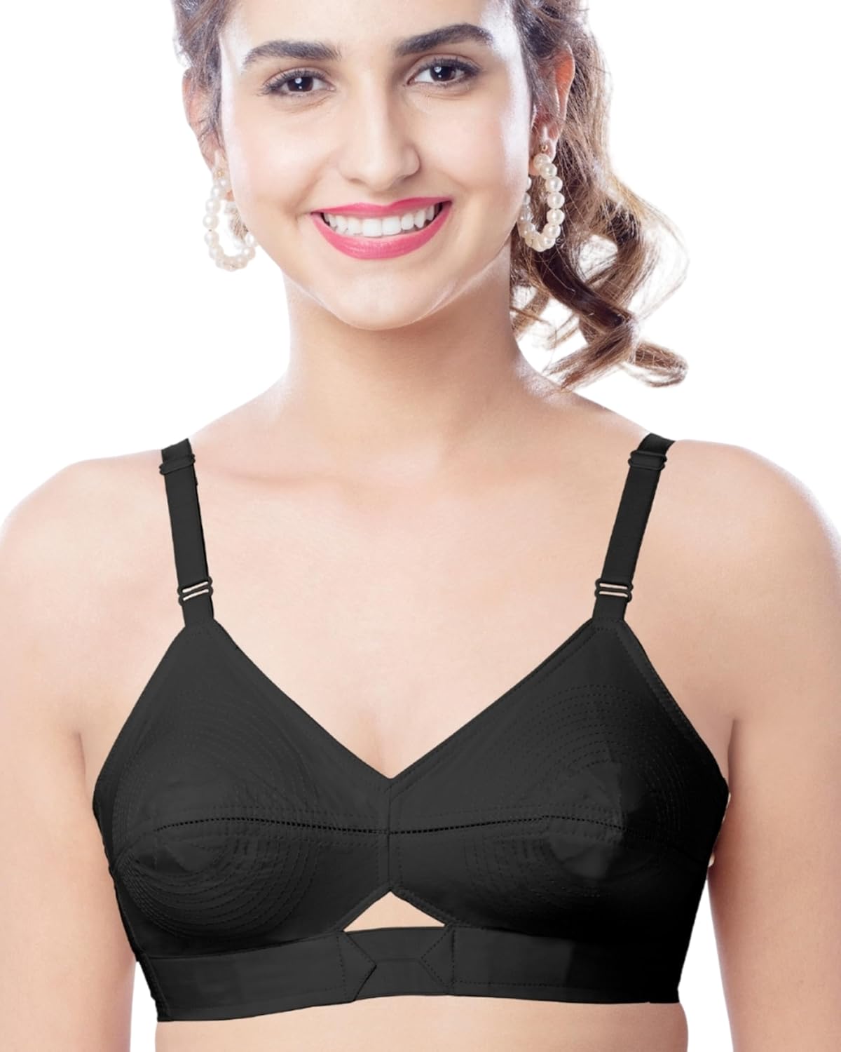 Brida Kavya Extra Soft Cotton Round Stitch Bra for Women | Full Coverage | Non-padded | Wireless | Double Layer Heavy Bust | combo | Colors May Vary (Black,42,E) Brida Kavya Extra Soft Cotton Round Stitch Bra for Women | Full Coverage | Non-padded | Wireless | Double Layer Heavy Bust | combo | Colors May Vary (Black,42,E)