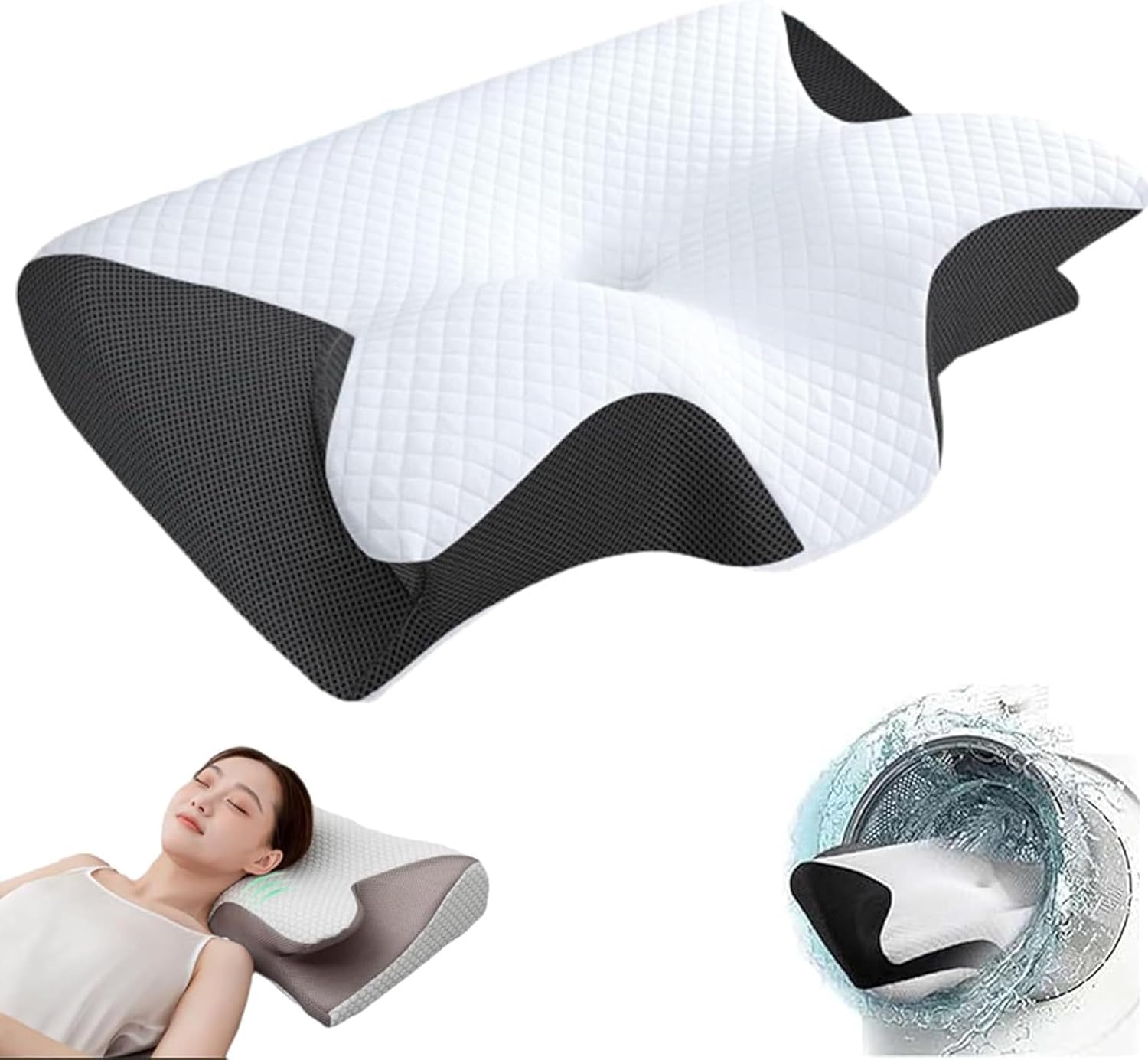 Pillows for Sleep, Restrelief Premium Ergonomic Pillow Side Sleeper for Adults, Memory Foam Ergonomic Pillows for Sleeping (Black)