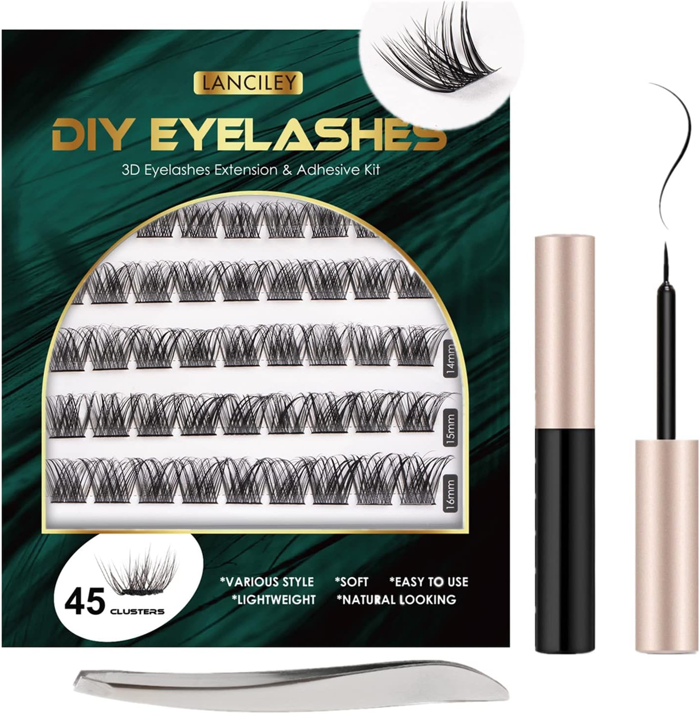 Lanciley Individual Lashes 45 Clusters Lashes CC Curl DIY Eyelash