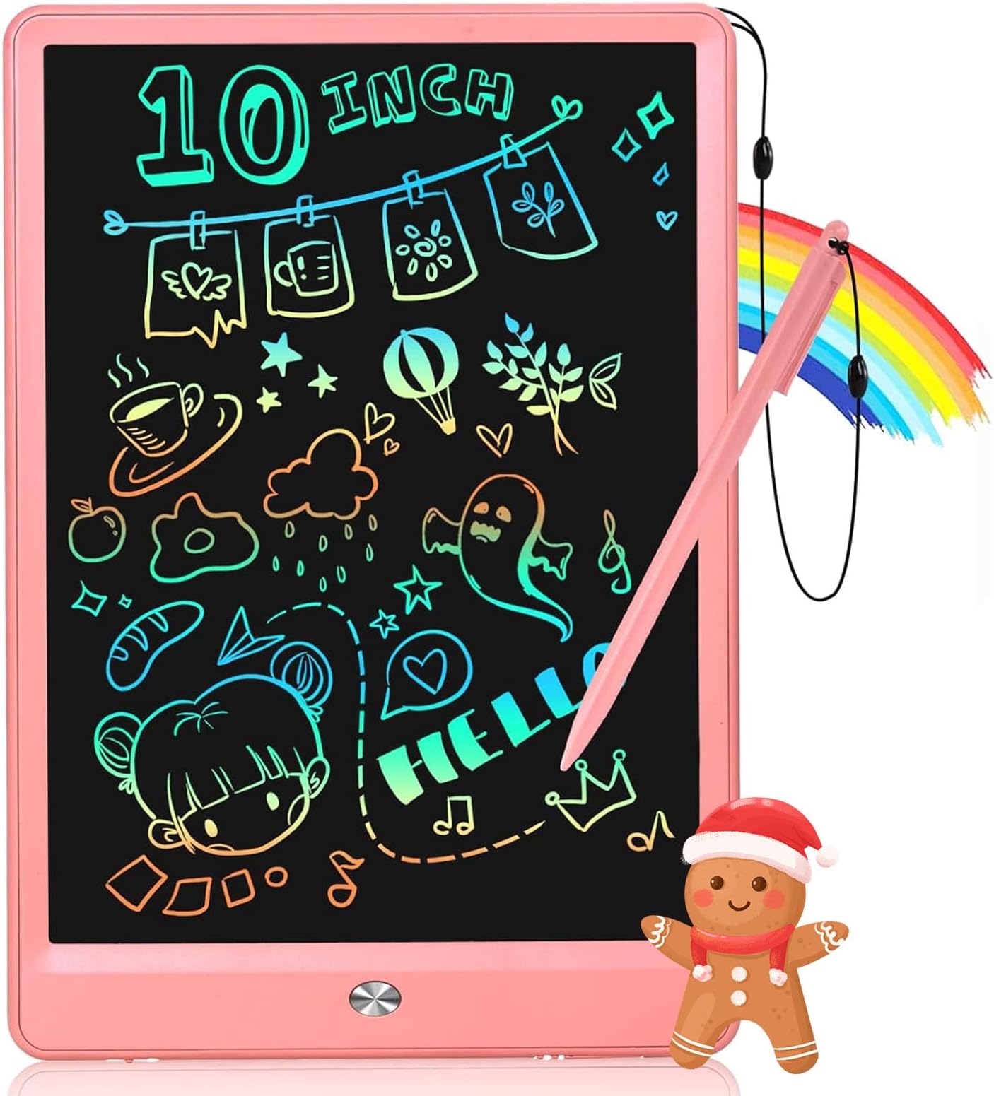 EooCoo 10 Inch Drawing Board Reusable Electronic Memo LCD Writing Tablet, Colorful Doodle Drawing Pad Gameplay Board Toy Gift for 1st 2 3 Years 4-8 Years Educational Kids Toys Girls Boys Birthday Gift