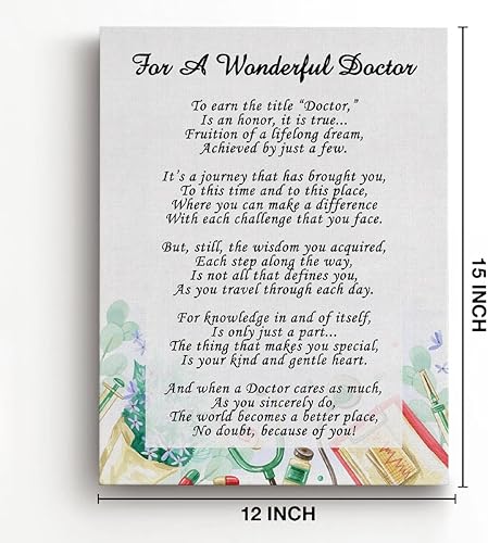 Miniatura 2 de Lienzo de regalo con texto en inglés "Thank You Doctor", arte de pared con texto en inglés "A Wonderful Doctor Poema", pinturas enmarcadas, obras de