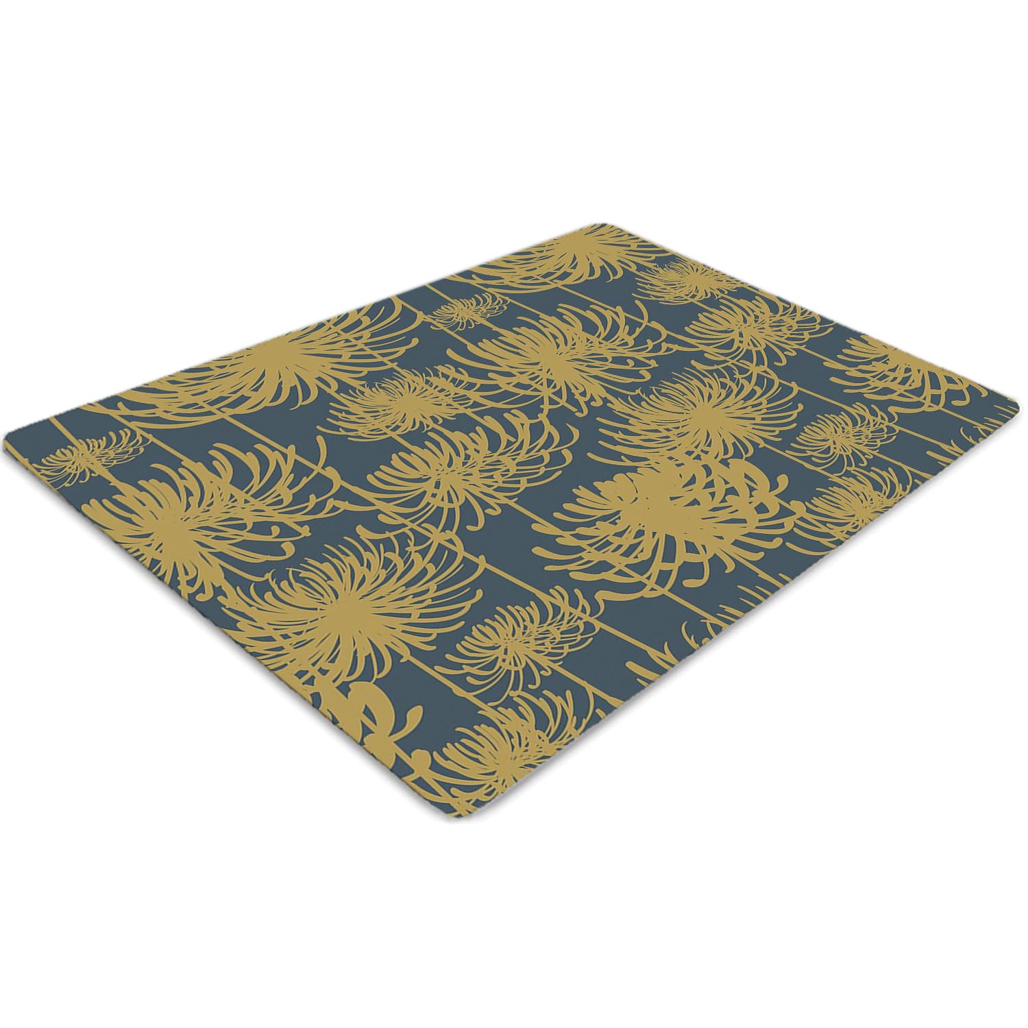 Tapis de sol fleurs dorées pour chaise de bureau et bureau à la maison