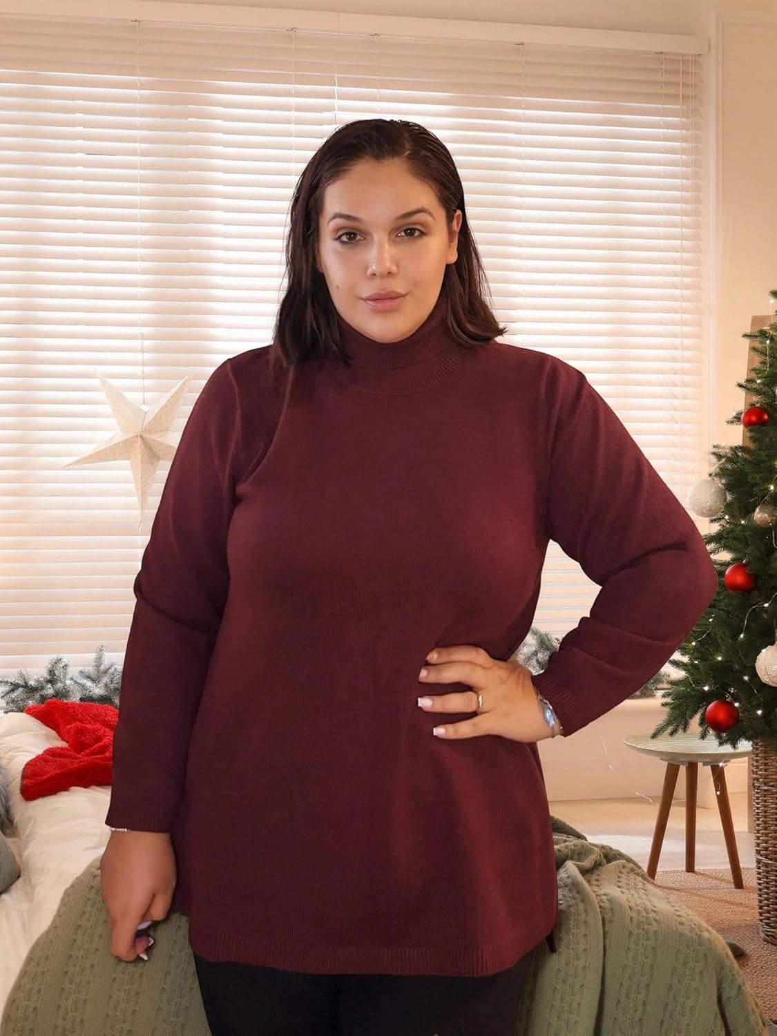TIYOMI Plus Size Sweater Tops for Women Turtleneck Warm Pullover XL-5XL - Image 2