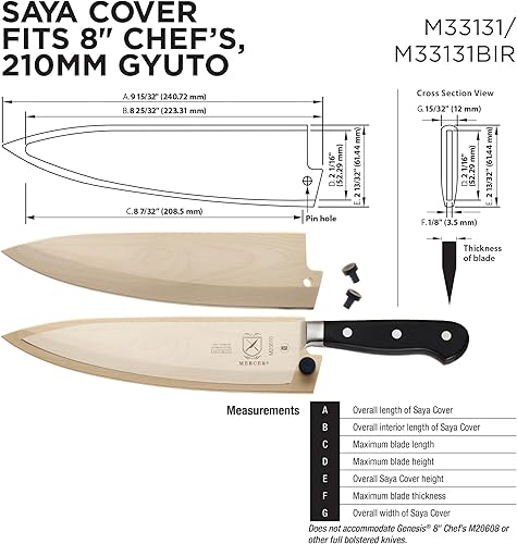Miniatura 9 de Mercer Culinary Protector de hoja de madera de abedul para cuchillos de chef de 10 pulgadas y Gyuto de 9.449in