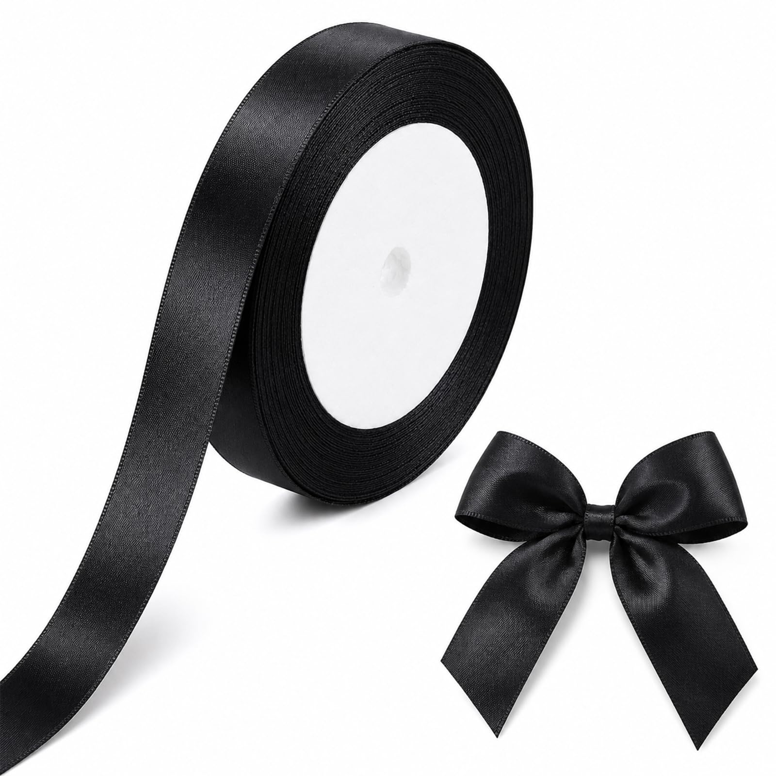 10mm Black Ribbons for Gift Wrapping, 22m Ribbons for Crafting, Valentine's Day Decorative Thick Fabric Ribbon Applicable to Card Making, Gift Wrapping Wedding Party Decoration