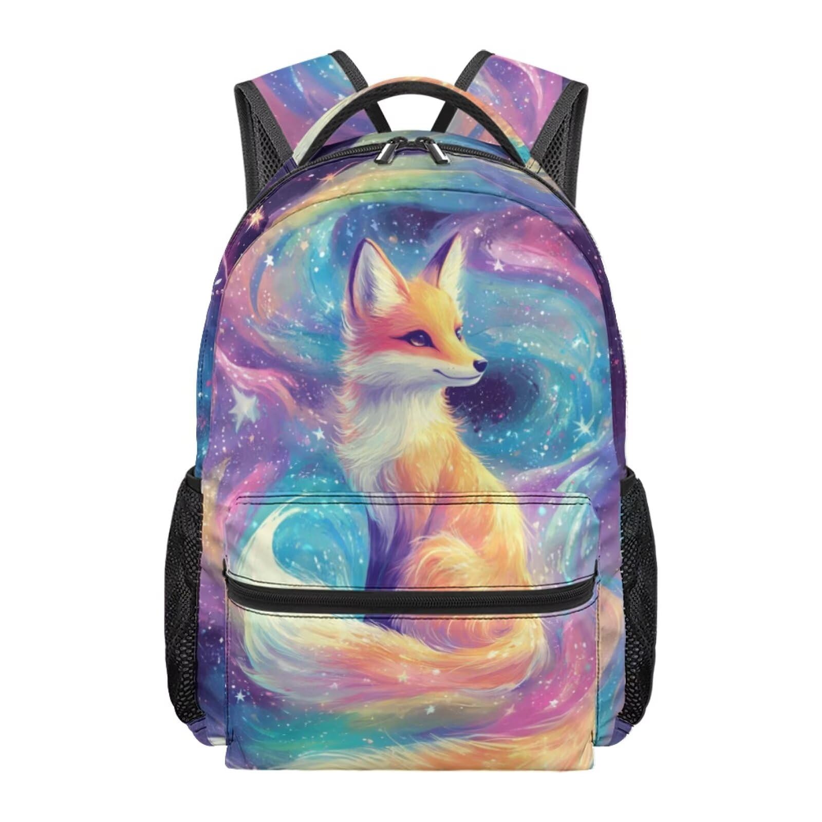 Doojoayie School Backpack for Kids Cute Girls Bookbags Fox Backpack for Girls Ages 8-10 Large Capacity & Heavy Duty Kids School Bags with 2 Side Mesh