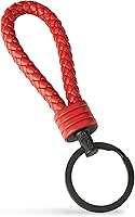 Vista 9 de SERASAR Leather Keychain [Strong] - with Additional Stainless Steel Key Ring for Small Keys - with Gift Box Rojo