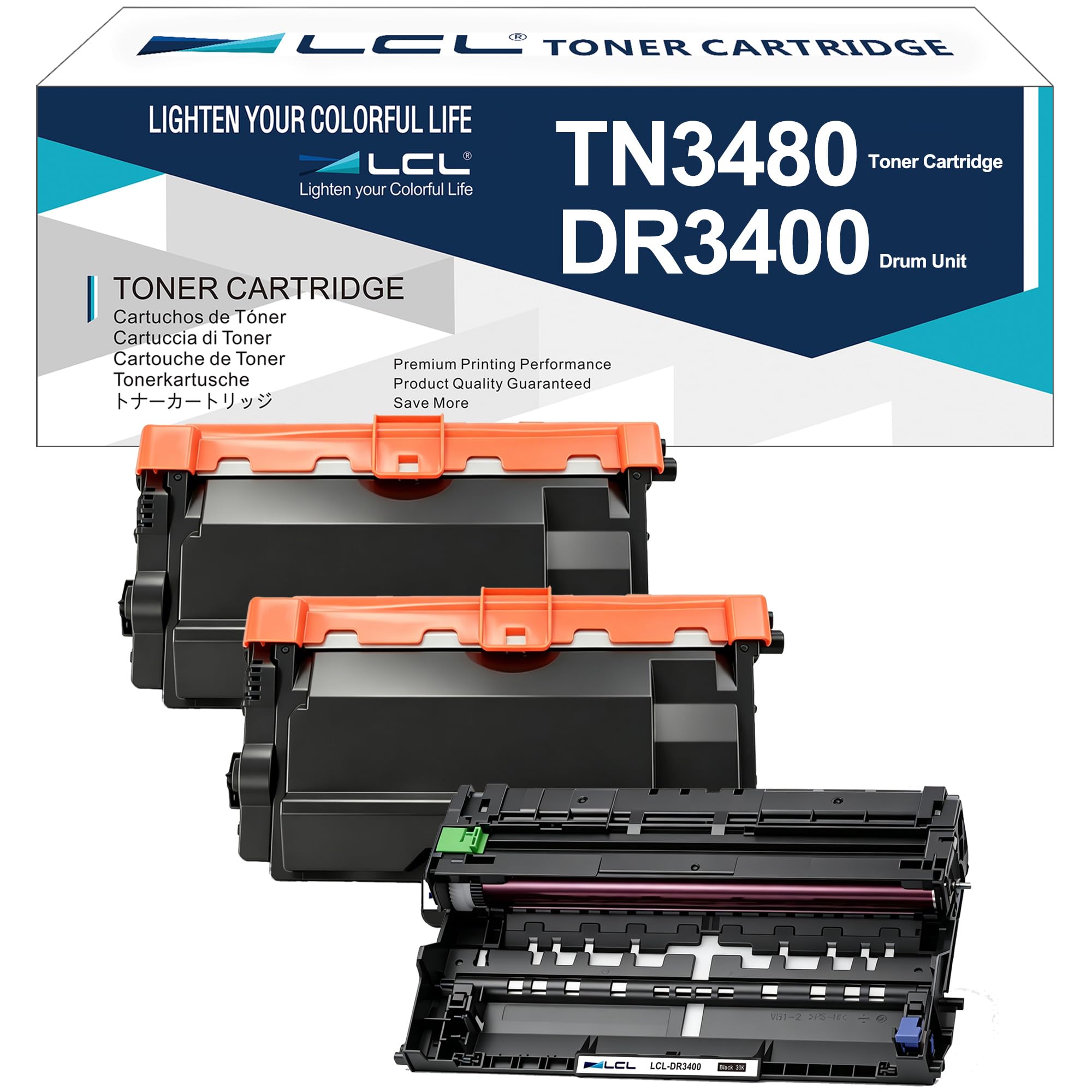 LCL Tóner Compatible TN3480 TN3430 TN-3480 TN-3430 (2Pack) + Tambor Compatible DR3400 DR-3400 (1Pack) Reemplazo para Brother HL-L5000D HL-L5100DN HL-L5200DW HL-L5200DWT HL-L6200DW HL-L6200DWT L6250DW