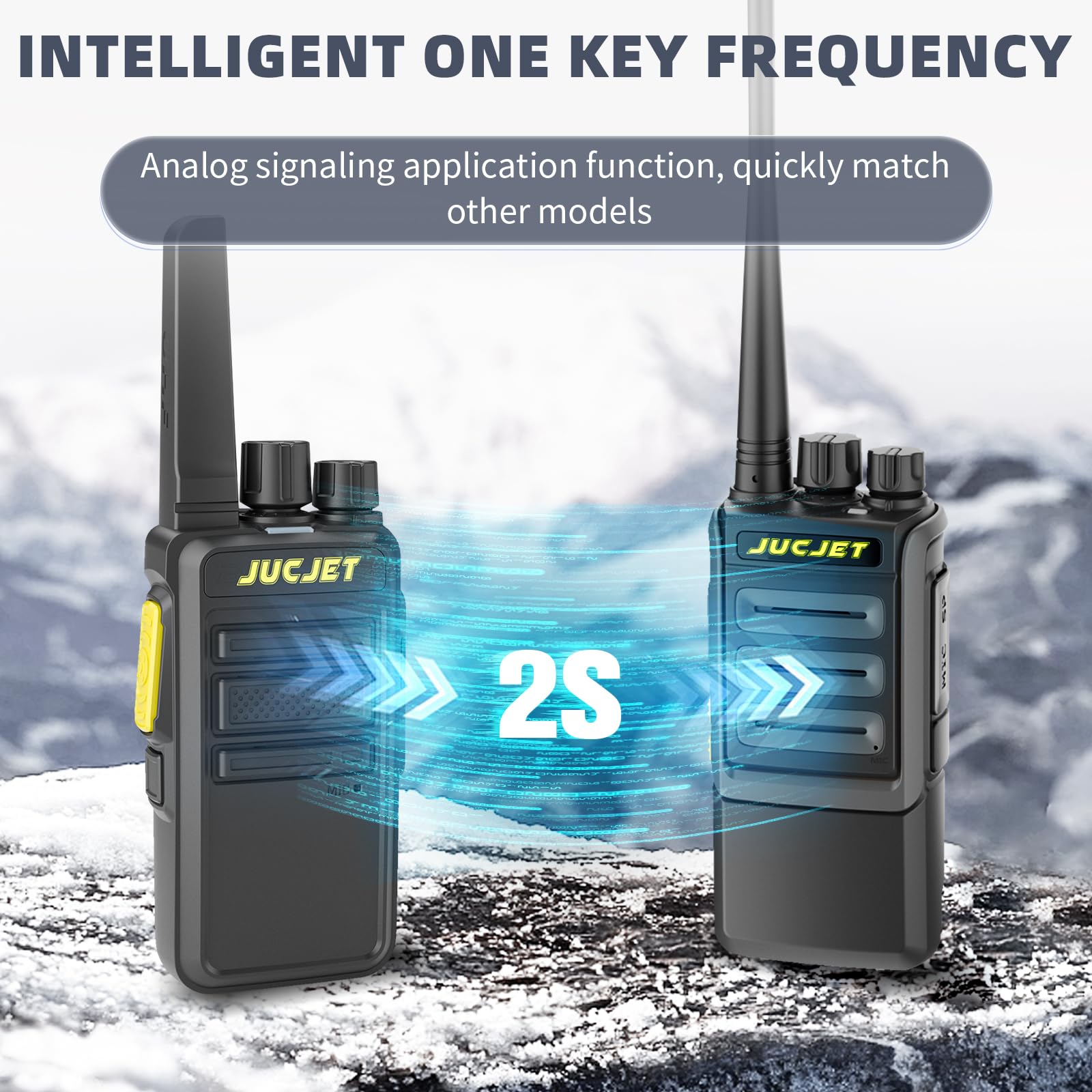 Walkie talkie JUCJET V12D, set di radio PMR446 con ampia portata e soppressione intelligente del rumore e riconoscimento vocale Walkie talkie-comunicazione crittografata, scansione analogica (2 pezzi)