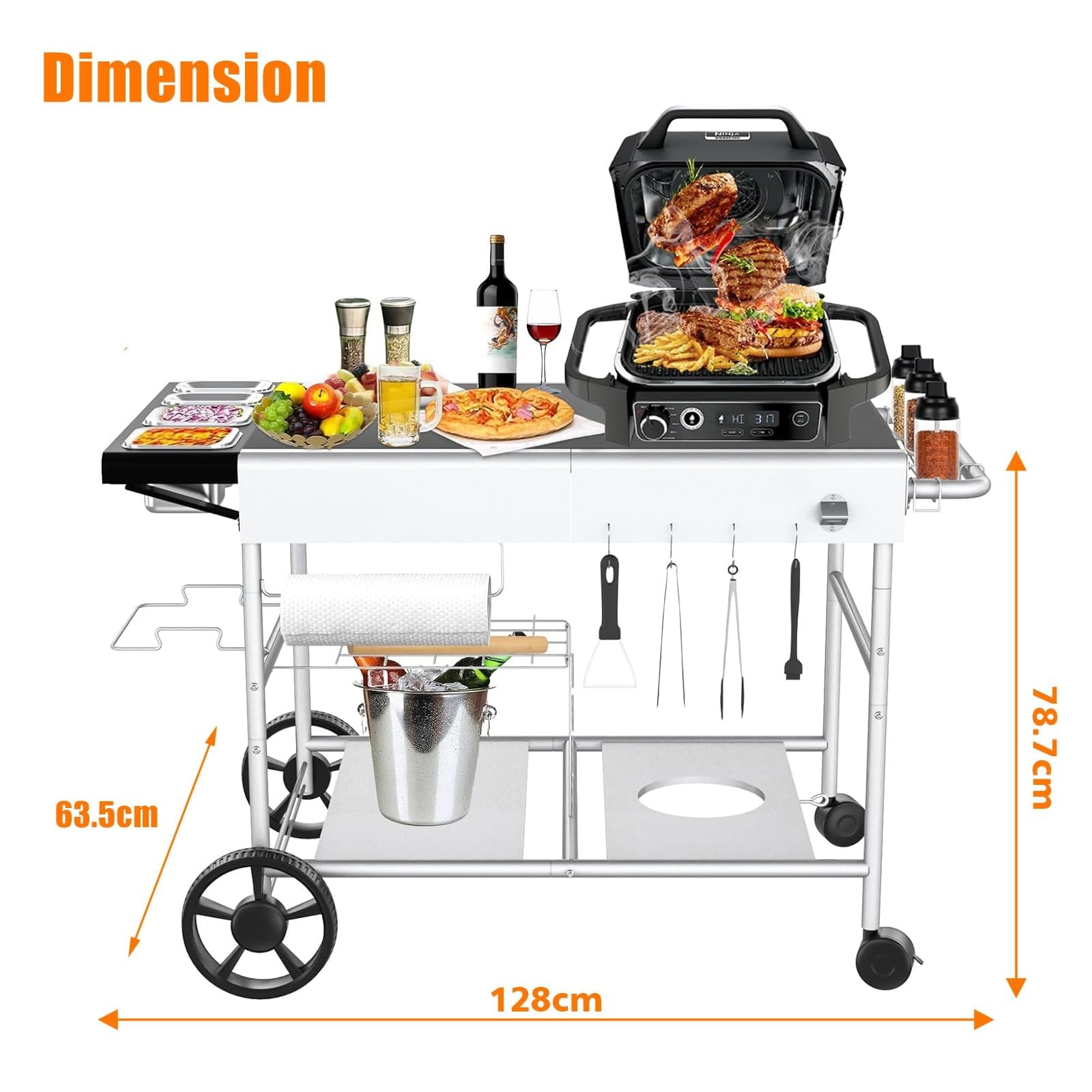 Table de four à pizza Ooni Koda/Karu/Fyra 128 x 64 cm support mobile barbecue d'extérieur Blackstone Griddle Cuisinart