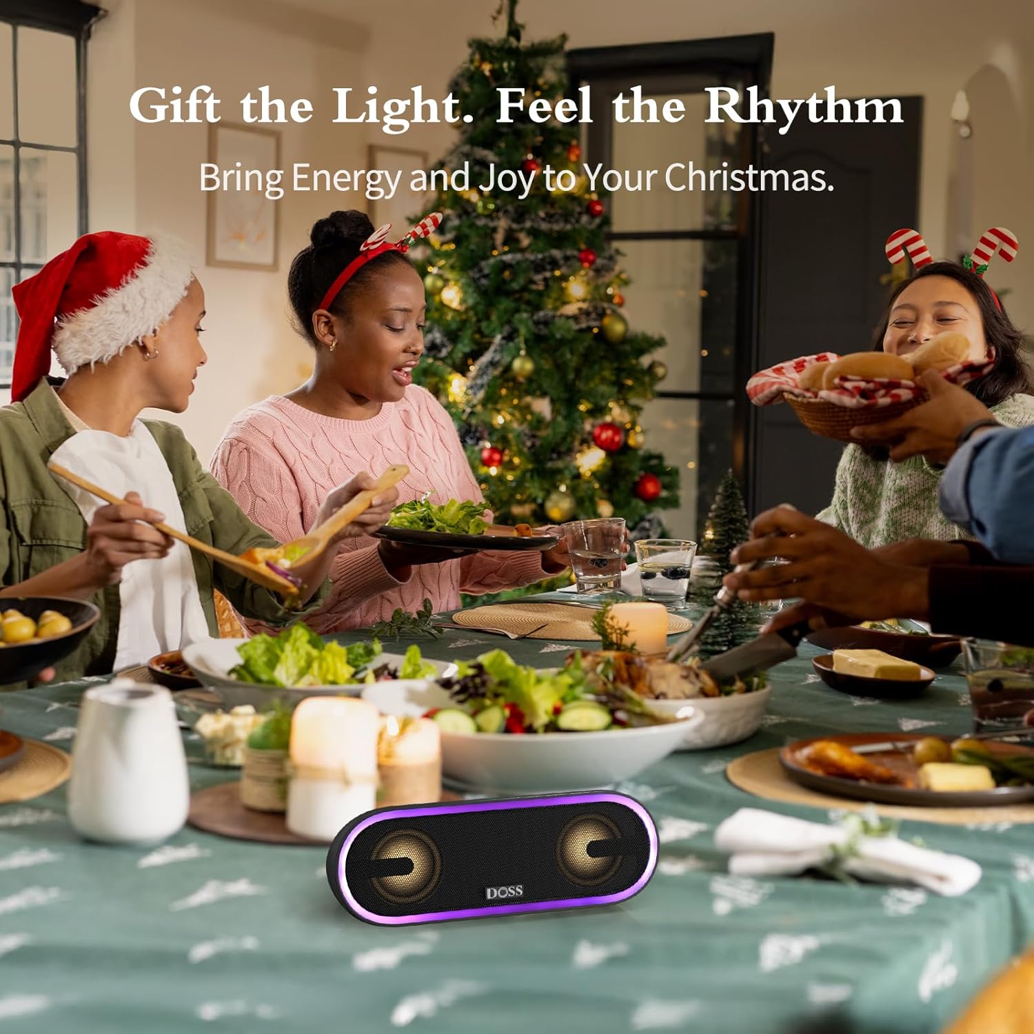 DOSS SoundBox Pro+ P300 Bluetooth Speaker with 40W Stereo Sound, Extra Bass, IPX6 Waterproof, TWS Pairing, Diverse Lights Show, 20H Playtime, Portable for Party, Camping, Beach - Image 9