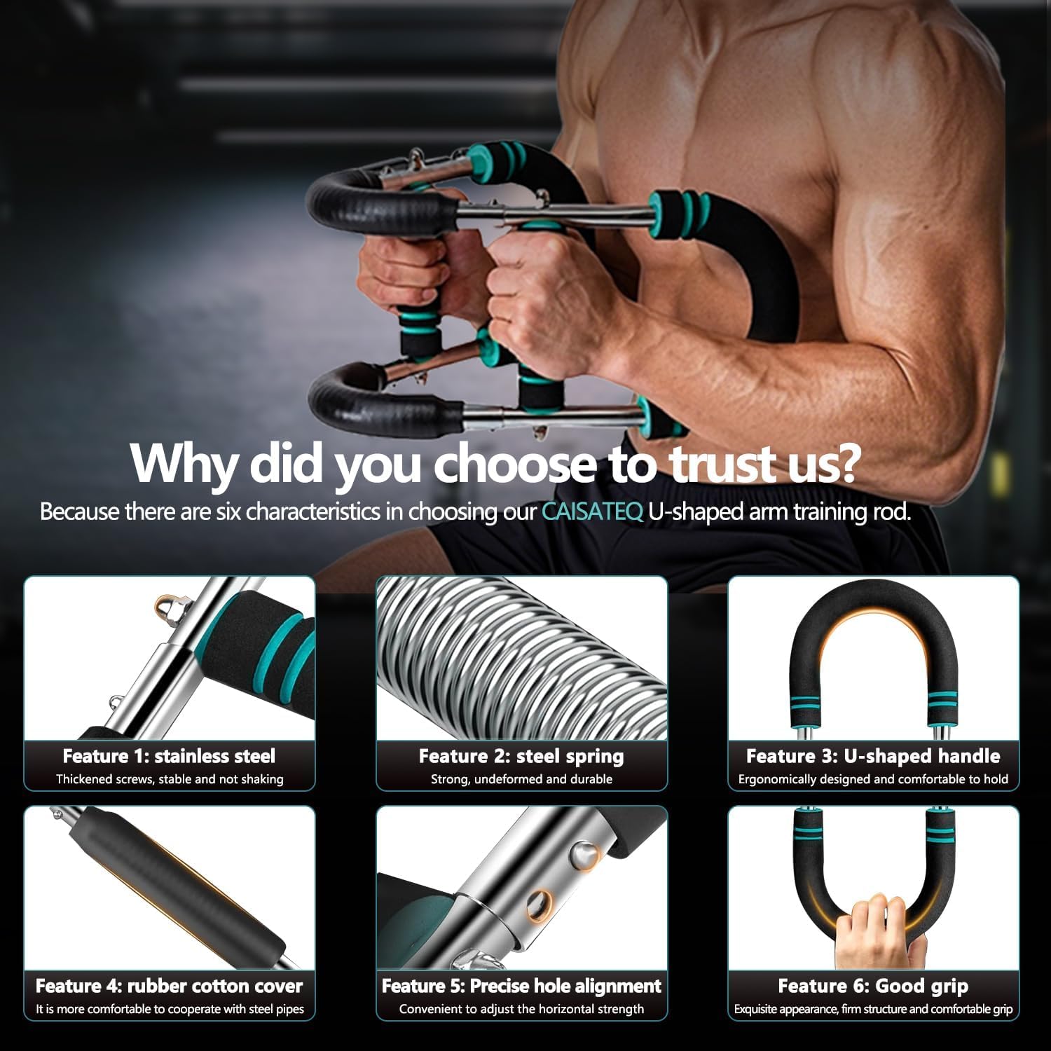 Kliffoo Twister Arm Trainer, Chest & Arm Workout Equipment for Men & Women, Portable Arm Chest Exerciser with Anti-Slip Grips for Home Gym, Forearm, Triceps & Upper Body Strength Training Machine 3