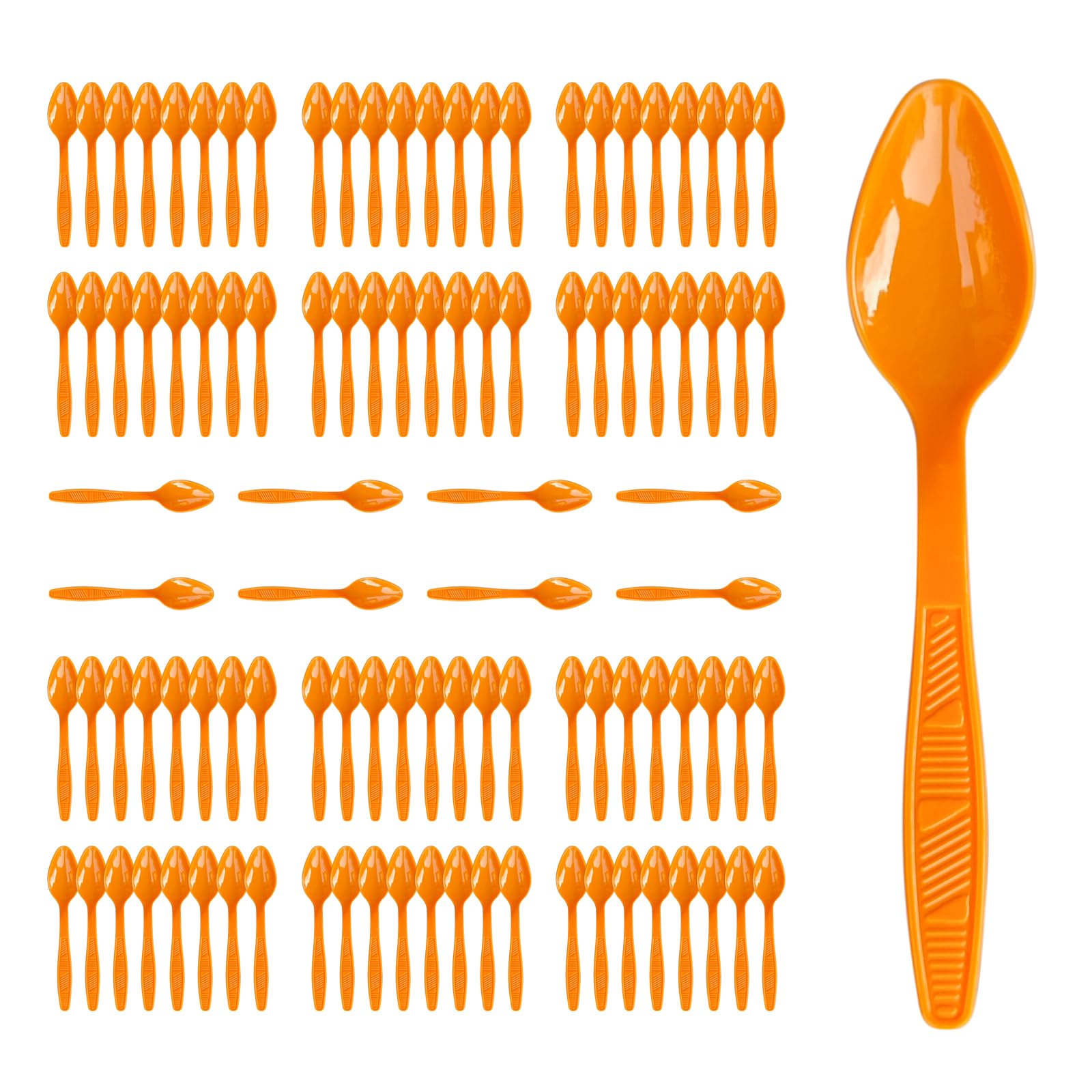 Orange Plastic Spoons Heavy Duty, Disposable Party Supplies 104 PCS