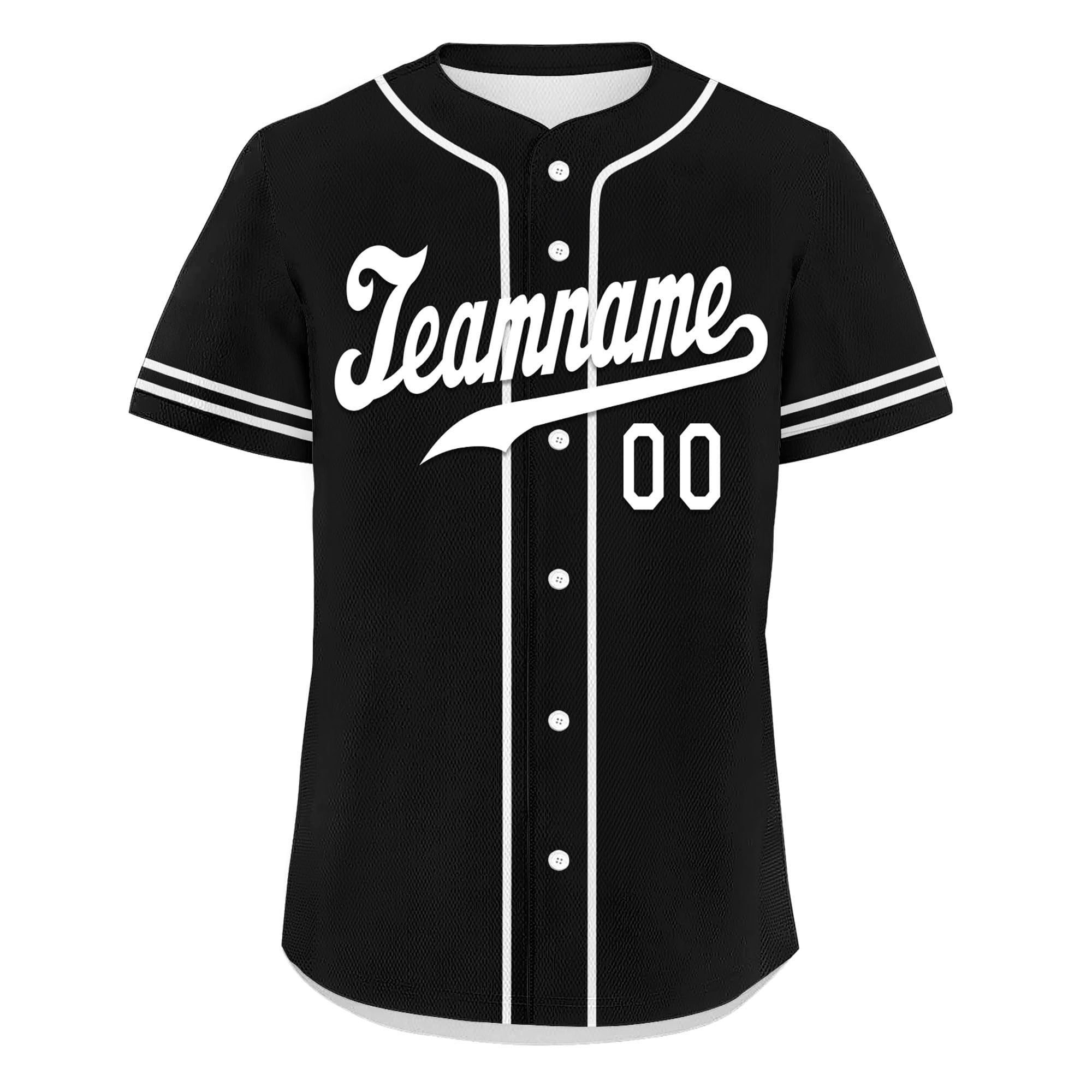 Onegam Breathable Custom Baseball Jersey, Personalized Team Uniform Button-Down Shirts Sports Jerseys for Softball Fans Events Black White