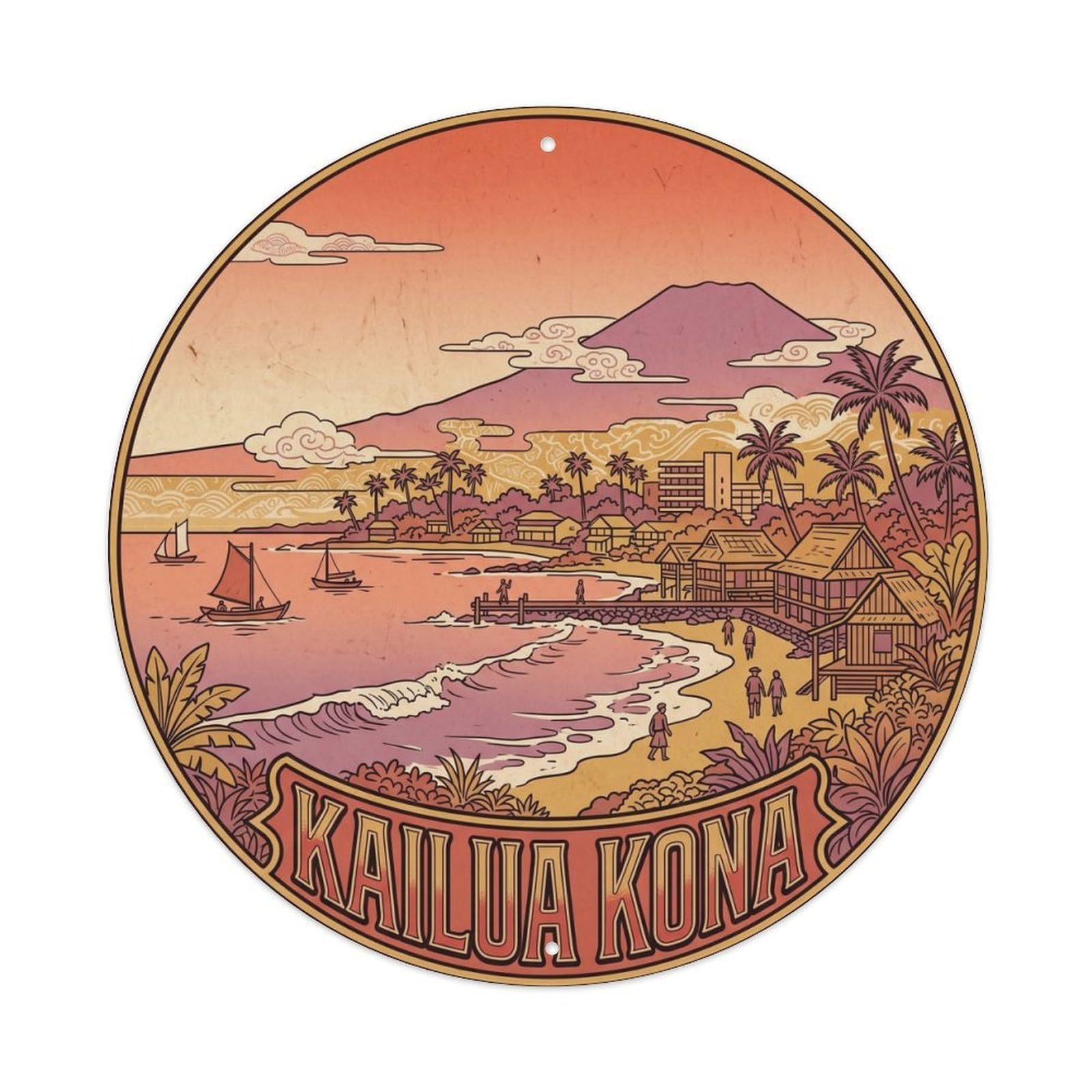 Kailua Hawaii Village Coastal Heritage Travel Metal Tin Sign