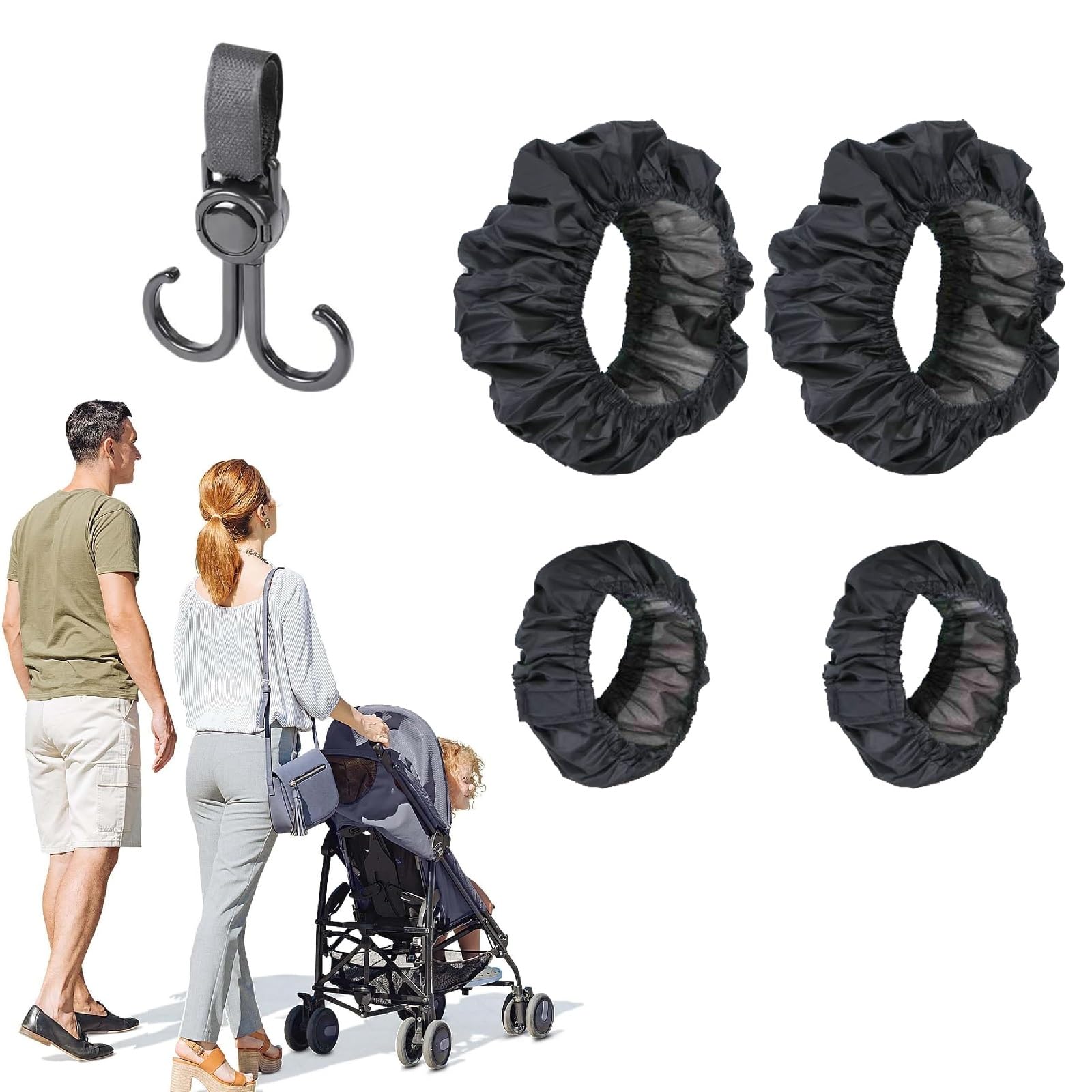 Copriruota per Passeggino,Coperture di Protezione Ruote Antipolvere,Passeggino Coprigambe Antipolvere,4PC Copriruote per Sedie a Rotelle Accessori per Passeggino
