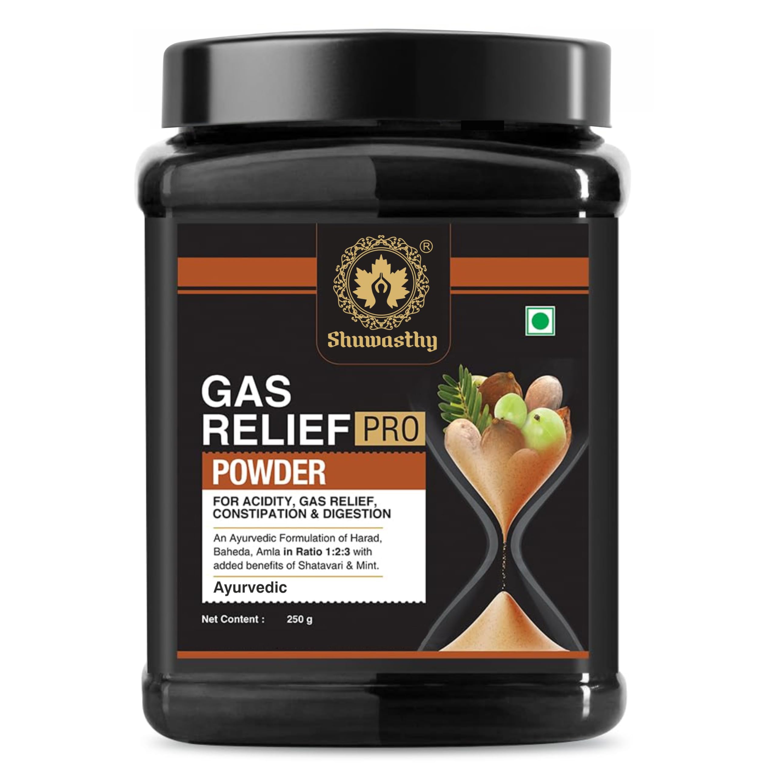 Gas Relief Pro Ayurvedic Powder | For Acidity, Gas, Constipation & Digestion | Natural Blend of Harad, Baheda, Amla, Shatavari & Mint | 100% Herbal, No Additives – 250g-image-47