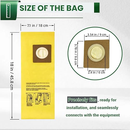 Miniatura 4 de Paquete de 12 bolsas de repuesto para aspiradora Hoover HushTone Commercial CU2 CH54113, CH54115 Series  Filtración de doble capa y diseño a prueba