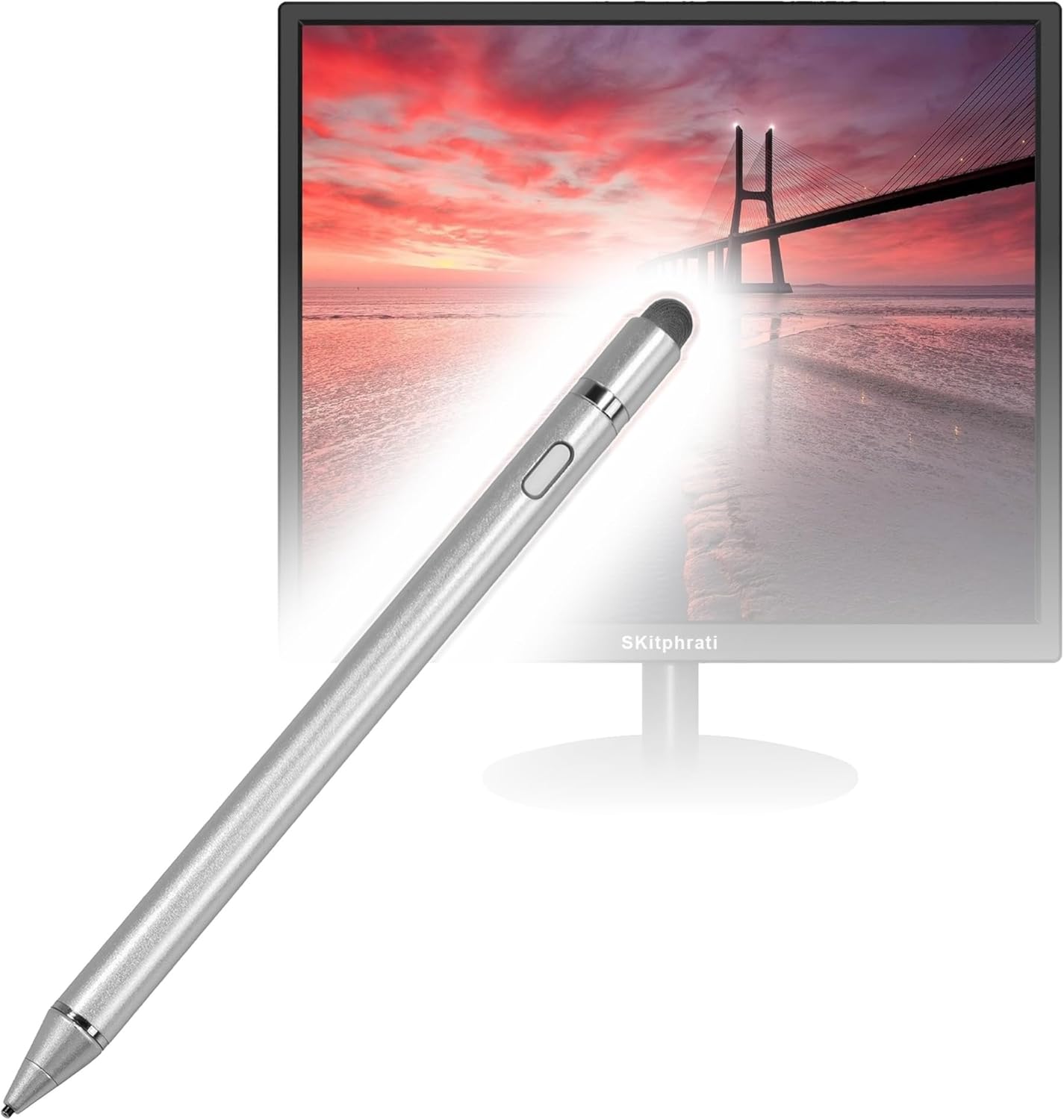 BoxWave Stylus Pen Compatible with SKitphrati Square Touchscreen Monitor (17 in) - AccuPoint Active Stylus, Electronic Stylus with Ultra Fine Tip - Metallic Silver