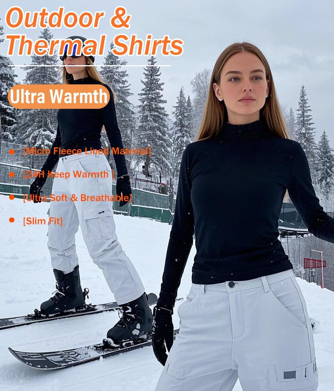 NebuKinex Paquete de 4 camisetas térmicas para mujer, con forro polar, cuello alto falso, manga larga, capa base atlética