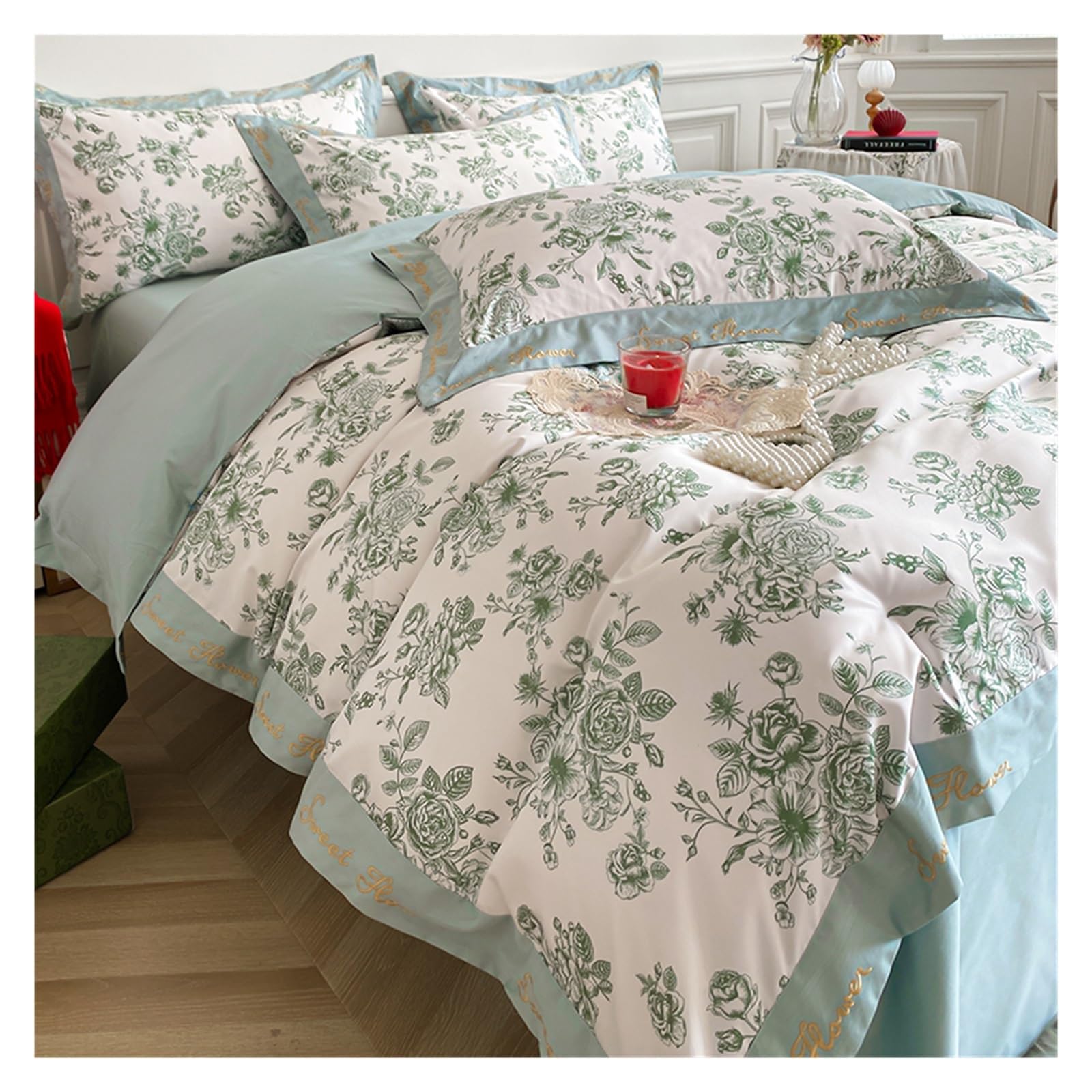 Housse de couette en coton vintage floral haut de gamme