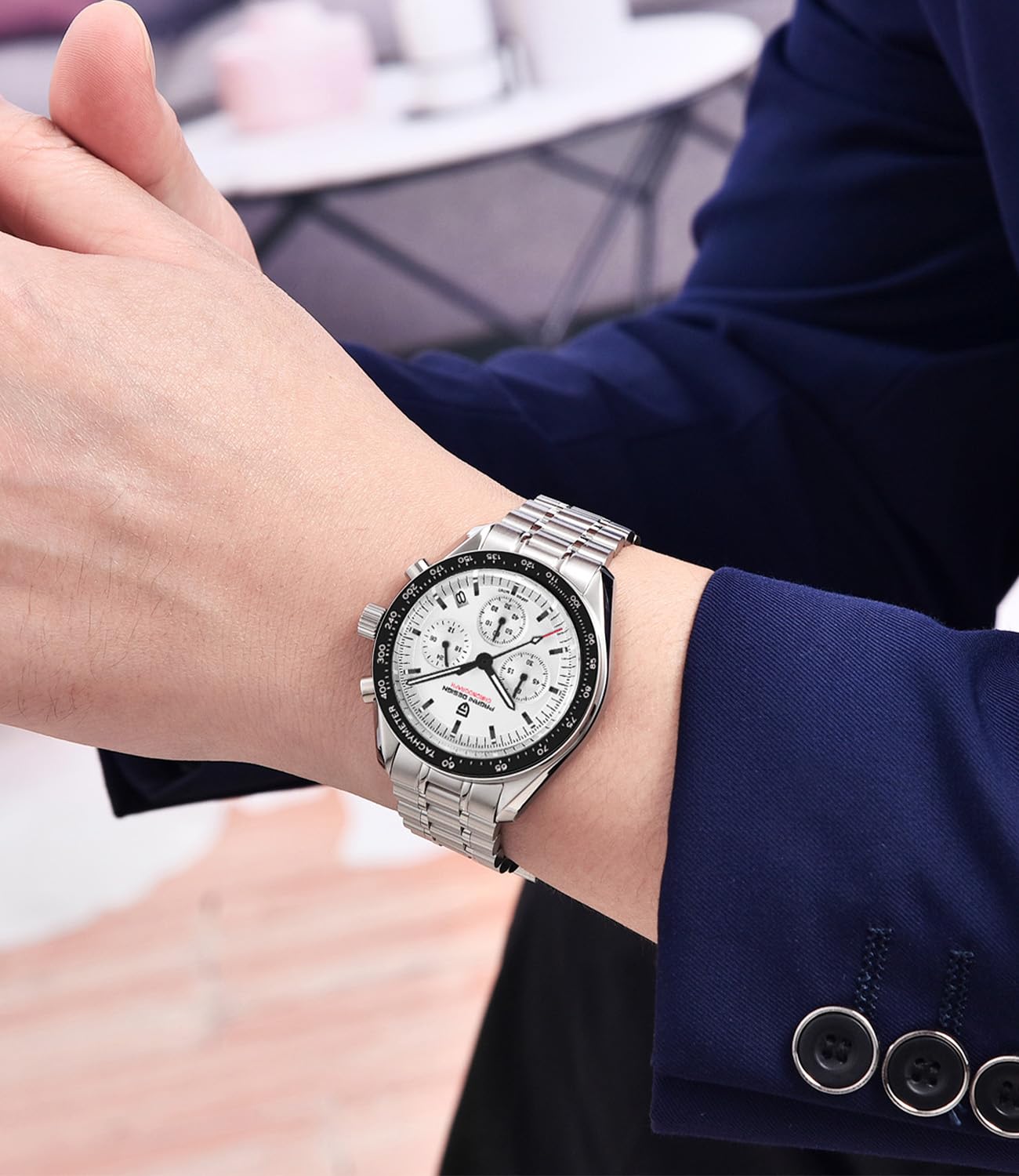 RollsTimi PD 1701 Orologio Uomo VK63 Orologio al Quarzo Cinturino in Acciaio Inox 100 Metri Resistente all'Acqua Elegante Sport Business Elegante Orologi Regalo da Uomo.