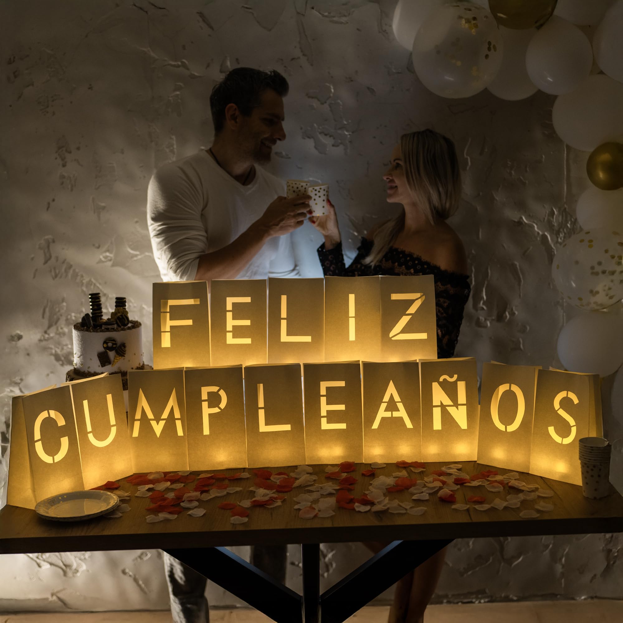 WYMM Feliz Cumpleaños Birthday Light Up Letters, Spanish Banner Decor