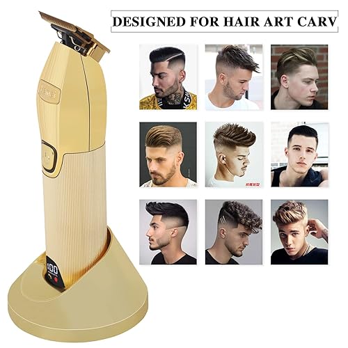 Miniatura 6 de KEMEI Cortadora de pelo profesional para hombres, cortadora de pelo profesional, recortadora de barba, inalámbrico, recargable, kit de aseo con 6