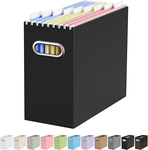 Vista 70 de Oterri - Organizador de archivos, caja de almacenamiento pequeña, organizador de cartón, caja plegable para colgar carpetas, tamaño carta