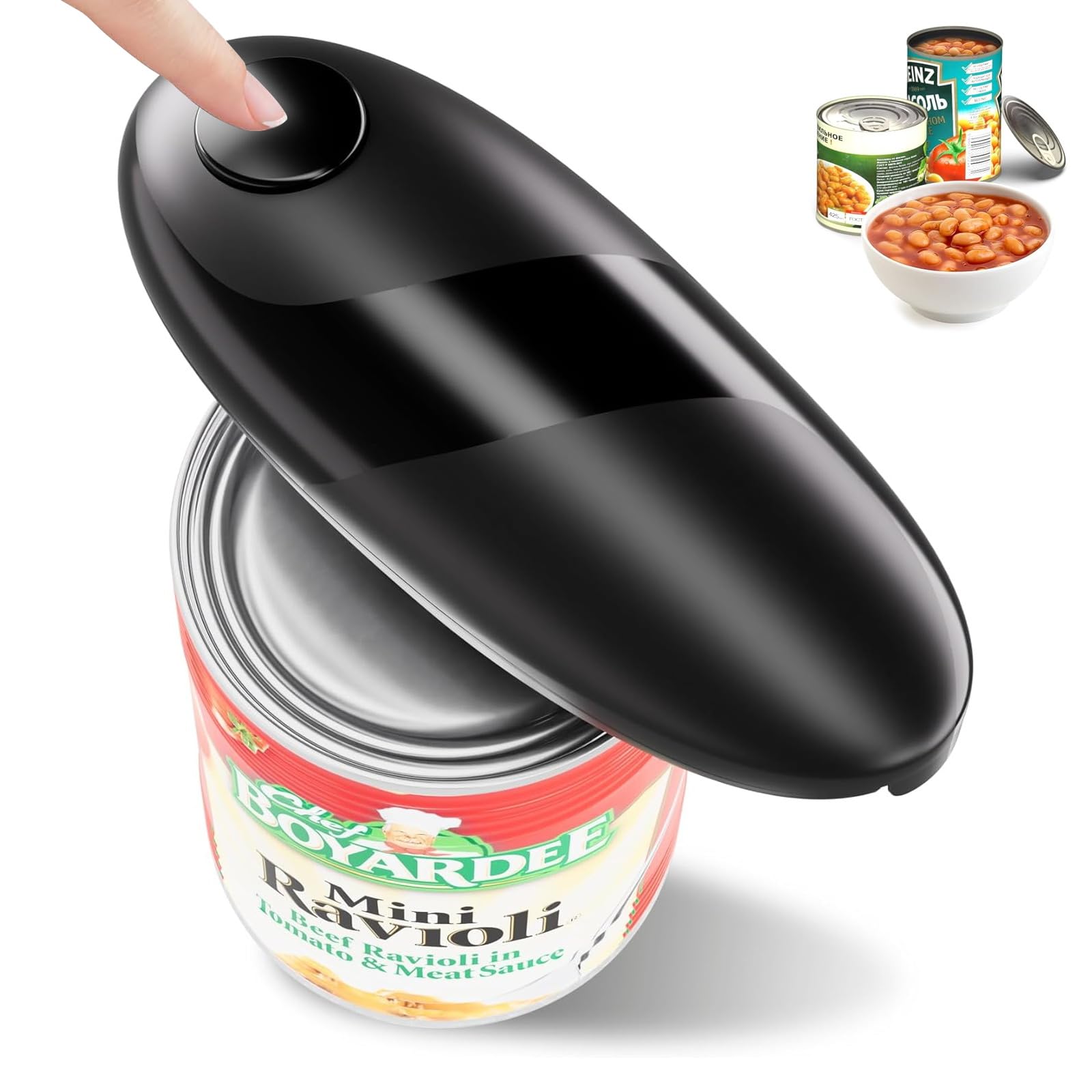 Apriscatole Elettrico per Anziani e Cucina - Automatico, Funzione Avvio/Arresto One Touch, Bordo Liscio, Lama Affilata, Portatile, Potente, Ricaricabile, Senza Fili