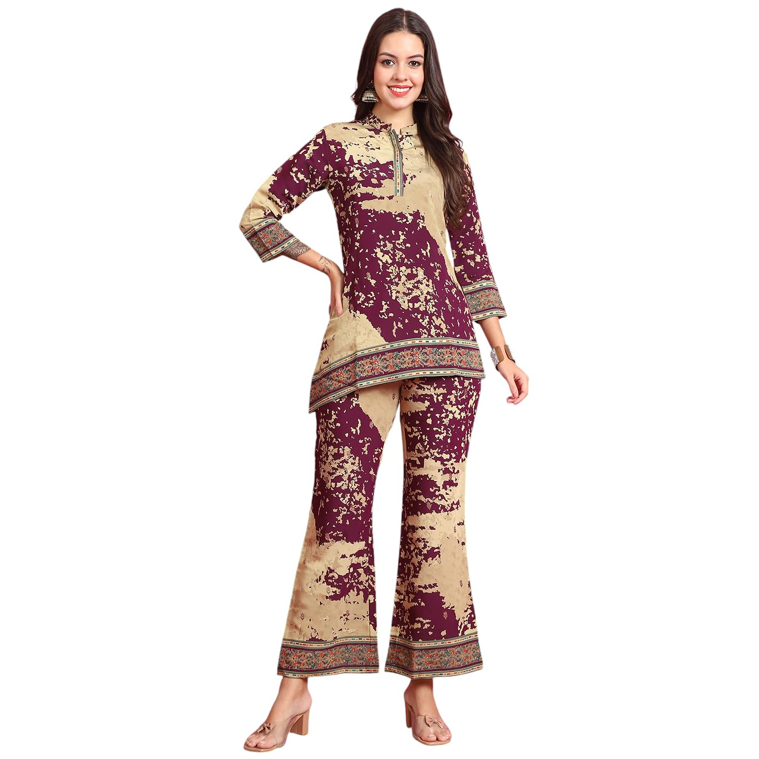 claura Printed Chanderi Silk Tunic & Palazzos-picture-21