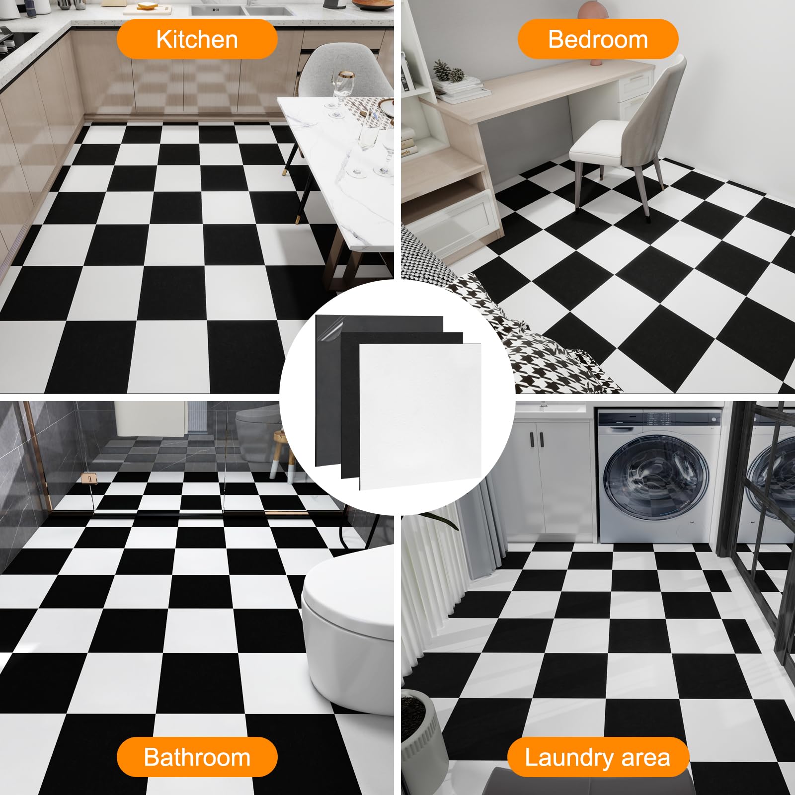 Lot de 10 revêtements de sol noirs et blancs