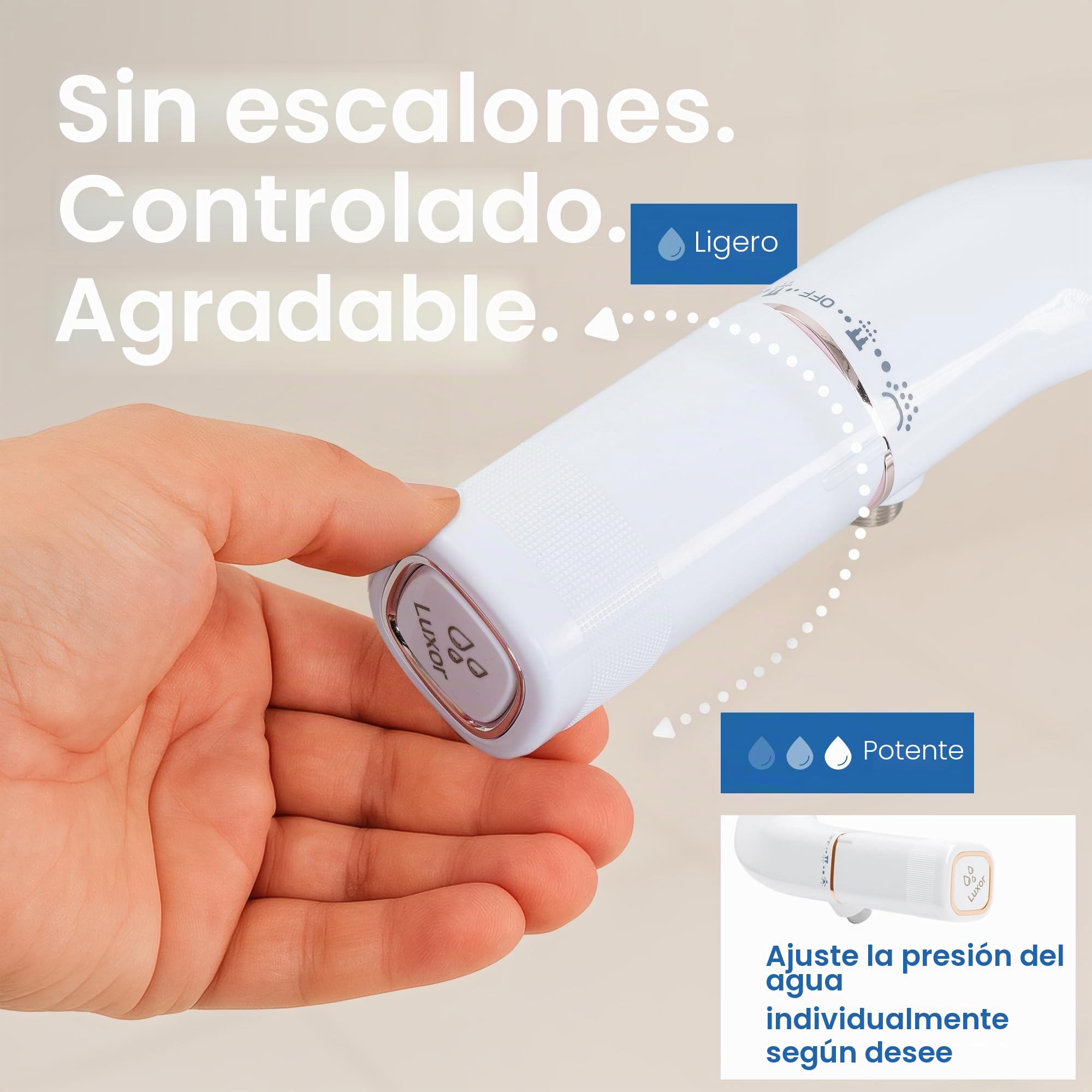 Luxor Accesorio de bidé para el inodoro – Accesorio de inodoro para adultos con doble boquilla [mujeres y hombres] | Presión de agua ajustable y fácil montaje | Limpieza higiénica gracias a la ducha