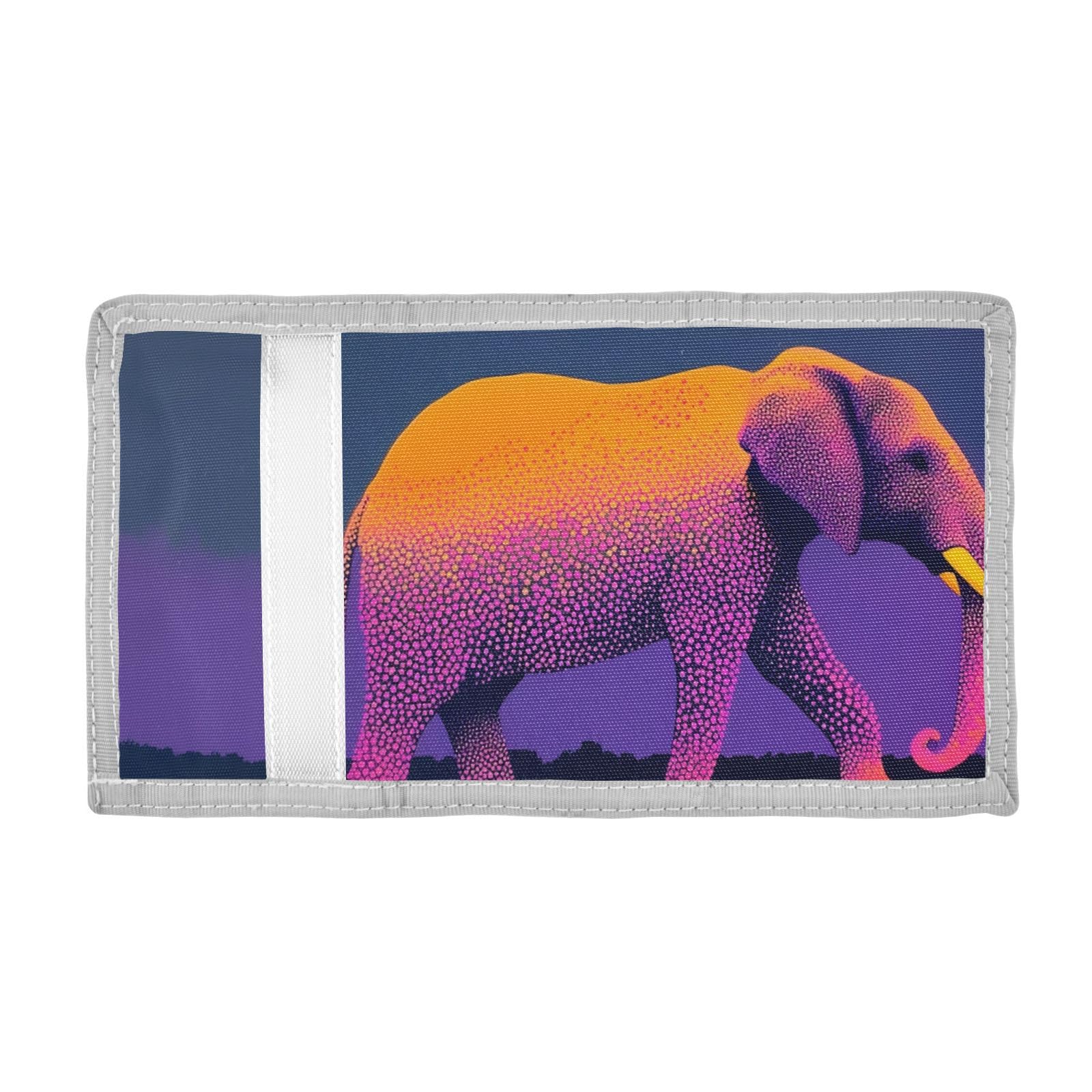 FOLIOSA Kids Wallet for Boys Girls Elephant Surreal Print Youth Wallet with Zipper Pocket Card Holders, Novelty Wallet 4.9×2.9 in