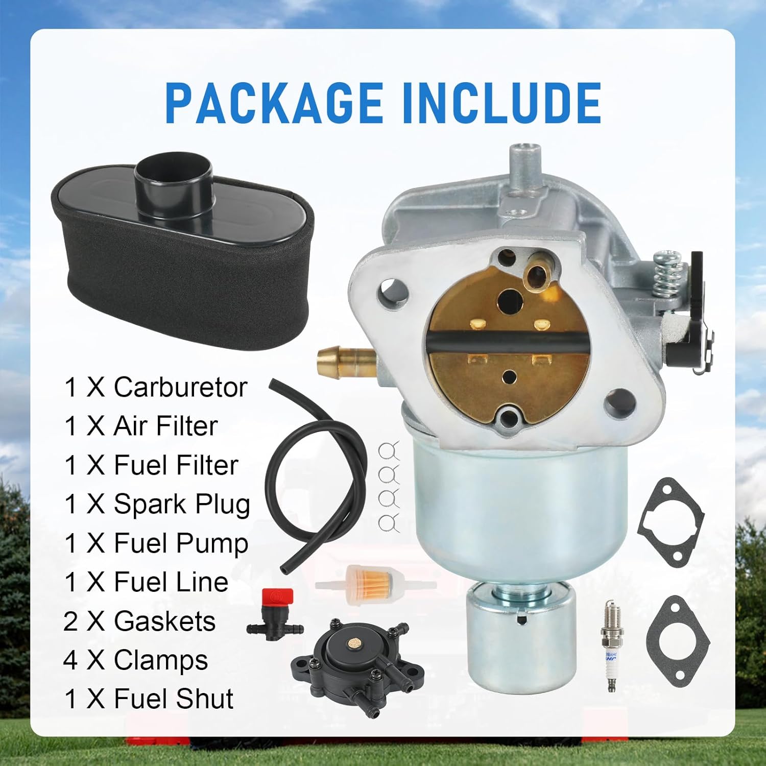 15004-0985 Carburetor Replacement For Kawasaki FR651V FS651V FR691V FS691V Engine, Include Air Filter, Fuel Pump, Replace 15004-0828 15004-0986