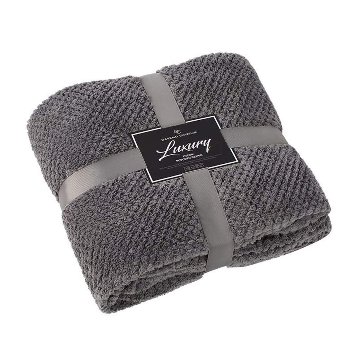 Goldstar® Popcorn Throw Super Soft Warm and Cosy Fleece Blanket Suitable for 2 Seater 3 Seater Sofa Bed (King 200 x 240cm, Charcoal)