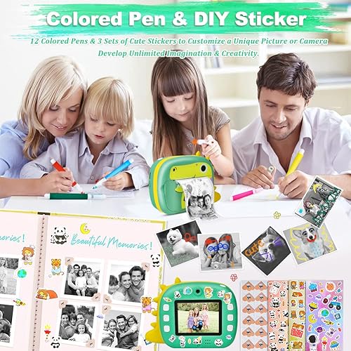 Miniatura 3 de Cámara para niños, cámara de impresión instantánea con función WiFi, cámara de video 1080P, pantalla de 2.4 pulgadas, cámara selfie con tarjeta TF
