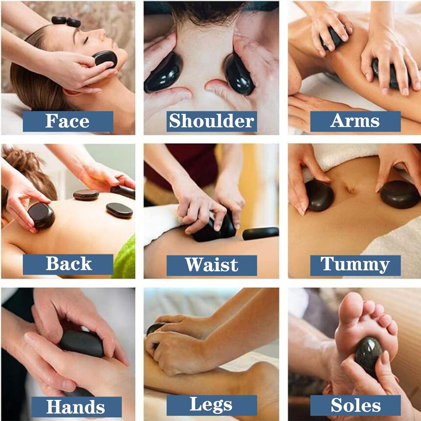 16-teiliges Set Für Die Massage Mit Heißen Steinen, Tragbarer Wärmer Mit Heizfunktion, Zur Schmerzlinderung Und Entspannung – Ideal Für Die Anwendung Zu Hause Im Rahmen Von Wellnessanwendungen.