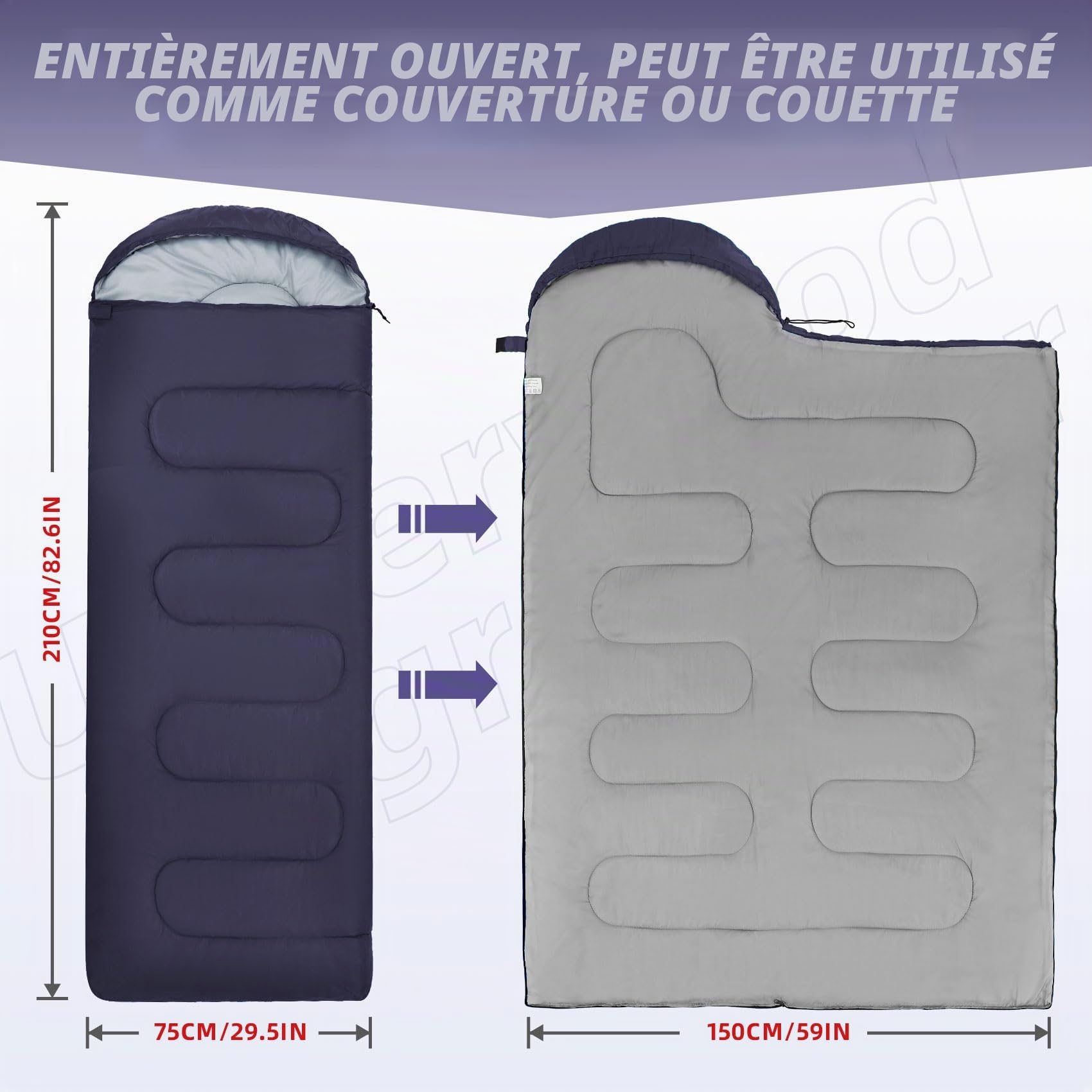 Sacs de Couchage pour Adultes et Enfants - Sac de Couchage ultraléger 3 Saisons pour Temps Froid, Compact pour la randonnée et Le Camping, Sac de Couchage léger pour Filles
