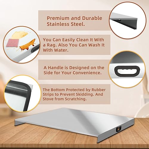 Miniatura 5 de Cubierta superior para estufa de gas de acero inoxidable, cubierta para placa de cocina para tabla de fideos, organizador de cocina para estufa de