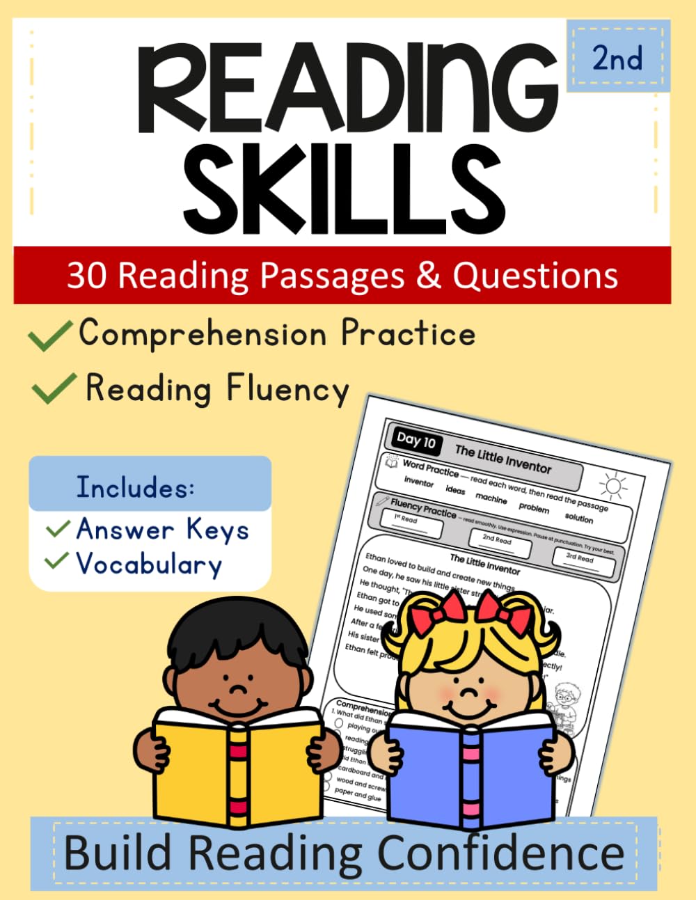 Reading Comprehension Skills Grade 2: 30 Reading Comprehension Passages with Questions, Vocabulary Practice, Fluency Activities, and Answer Key
