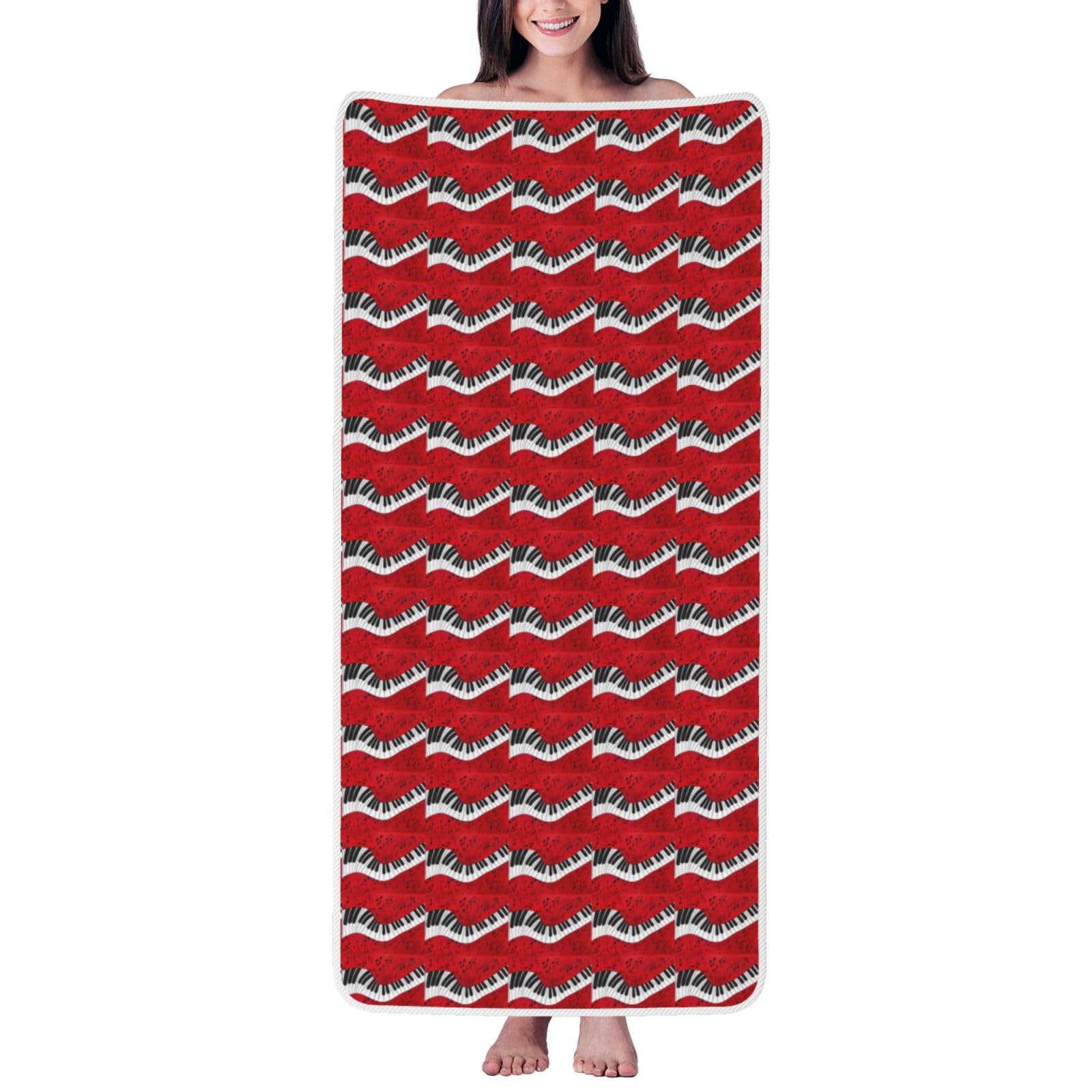 JBJGKHLP Music Note Piano Print Women Men Couples Coral Velvet Bath Towel Ultra-Soft For Home Bathroom Travel